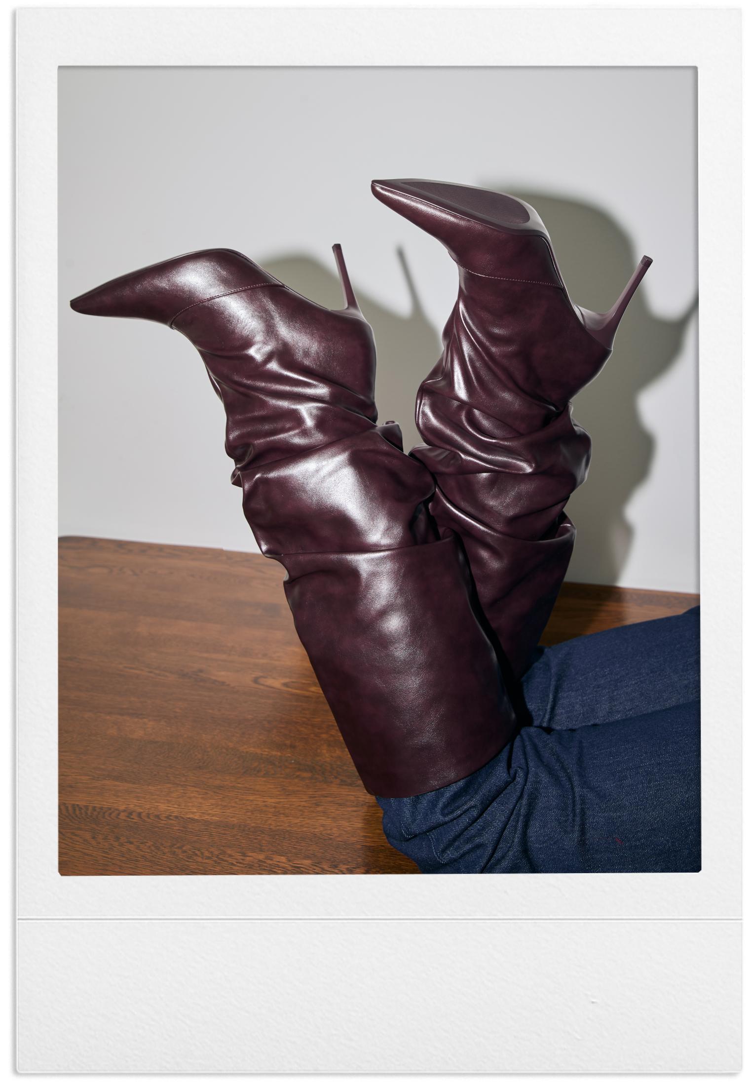 Leather-effect slouchy high-heel boots - Women's fashion | Stradivarius Romania