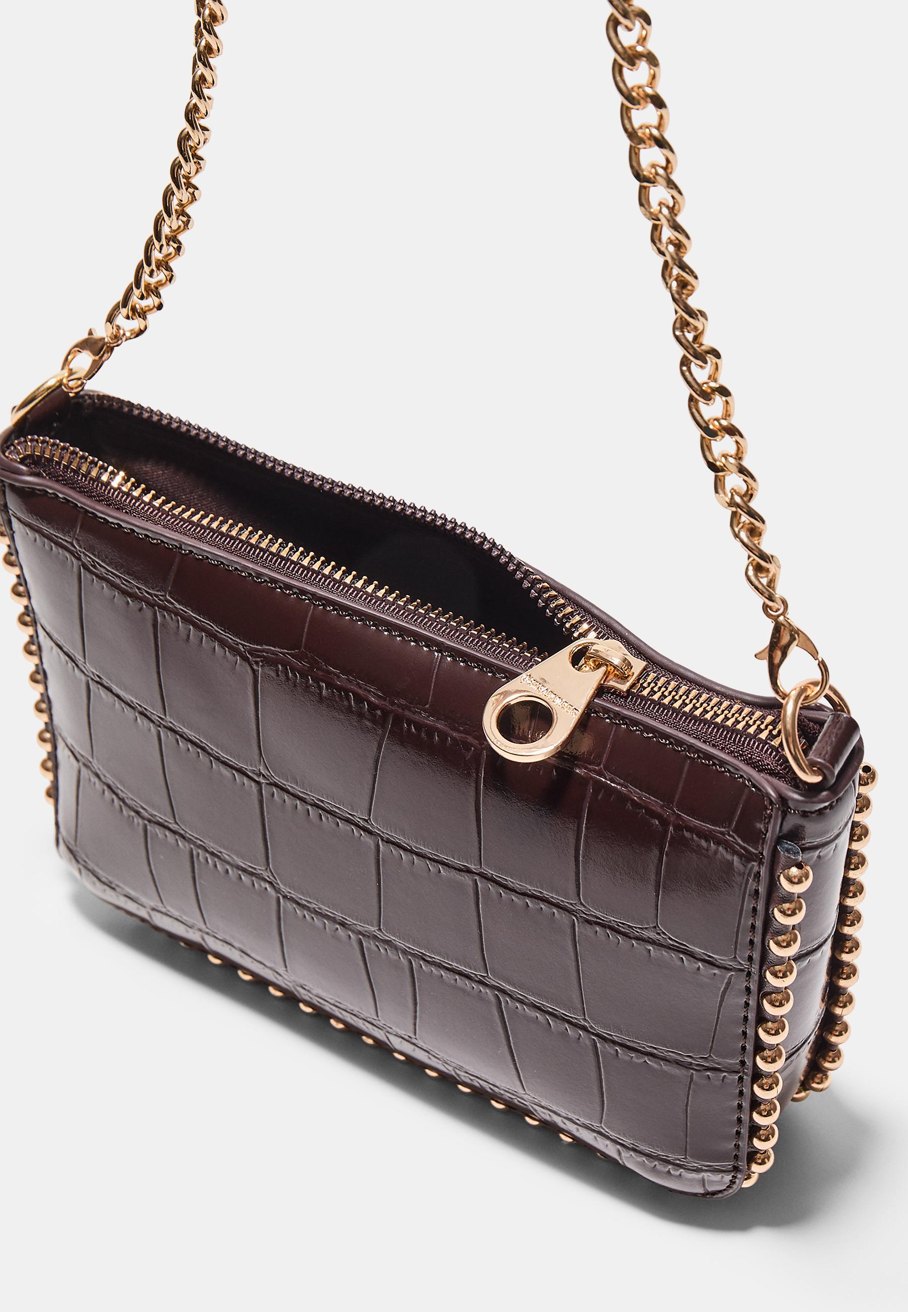Stradivarius Boncuklu mini timsah deseni görünümlü çanta görsel 6