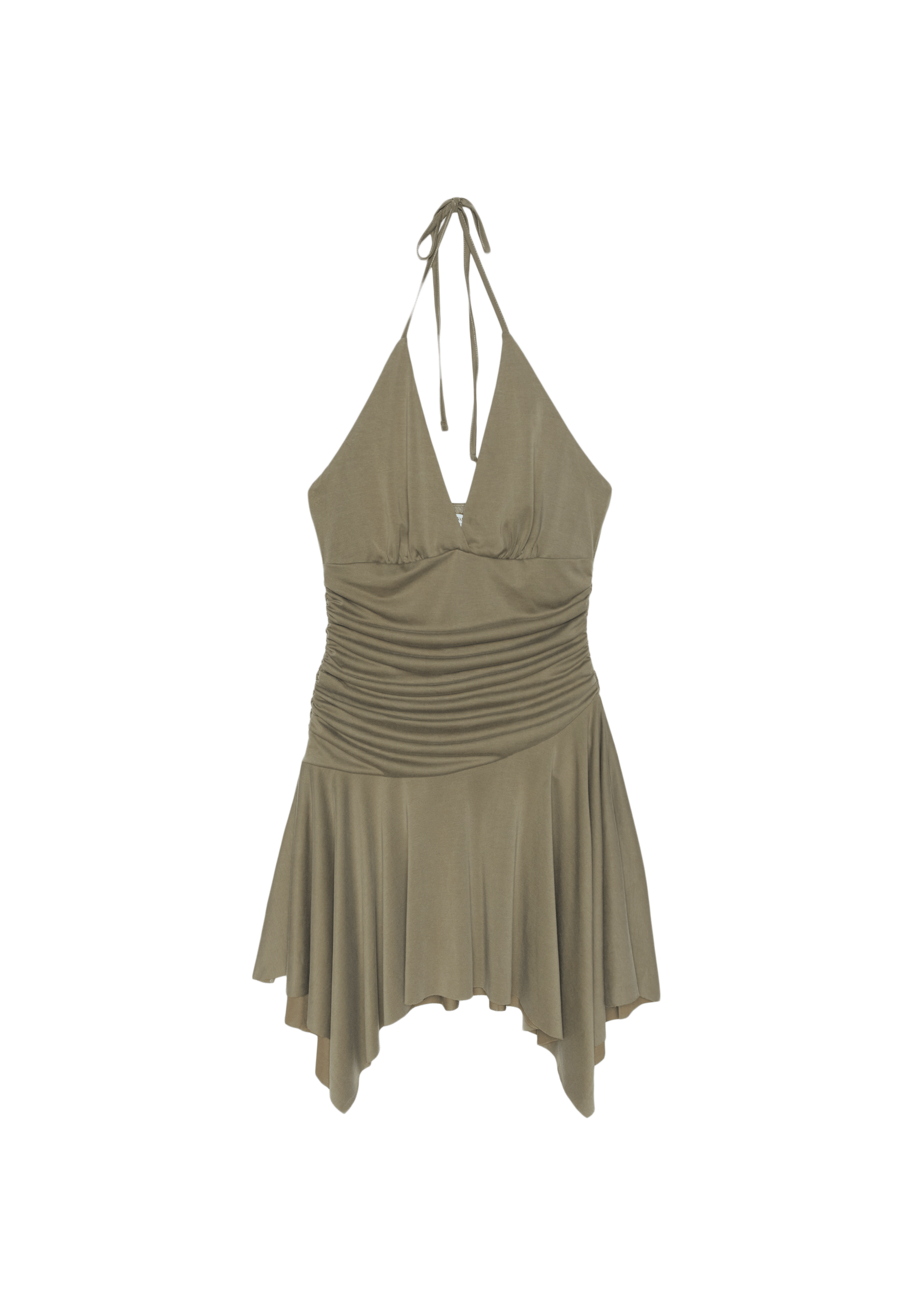 Short dress with pointed hem — Olive green