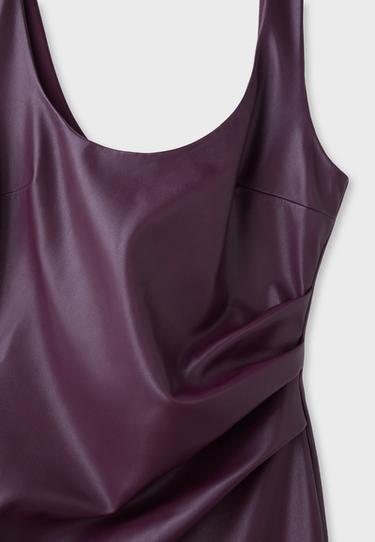 Leather effect midi dress — Purple 9