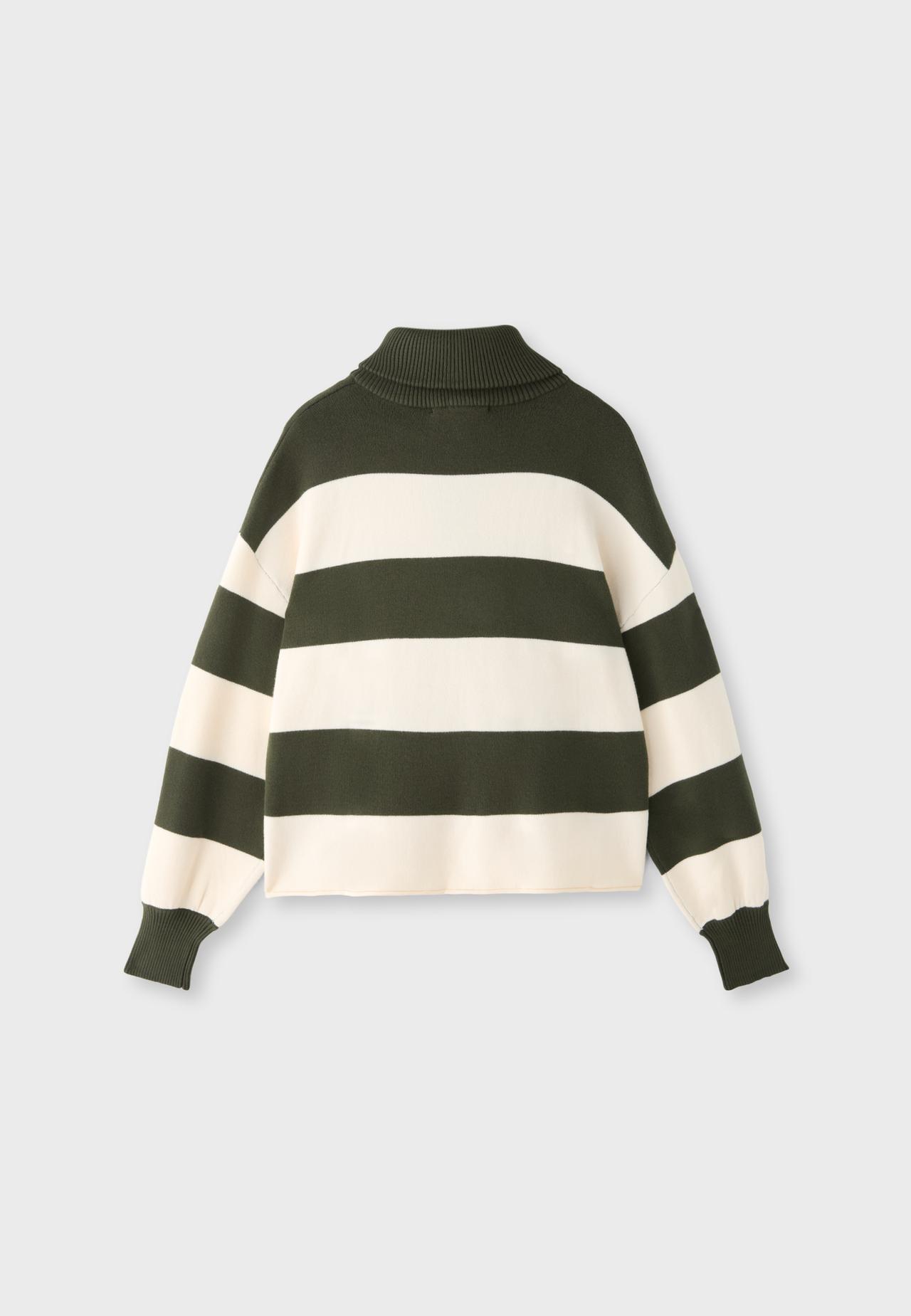 Zip-up knit sweater — Khaki