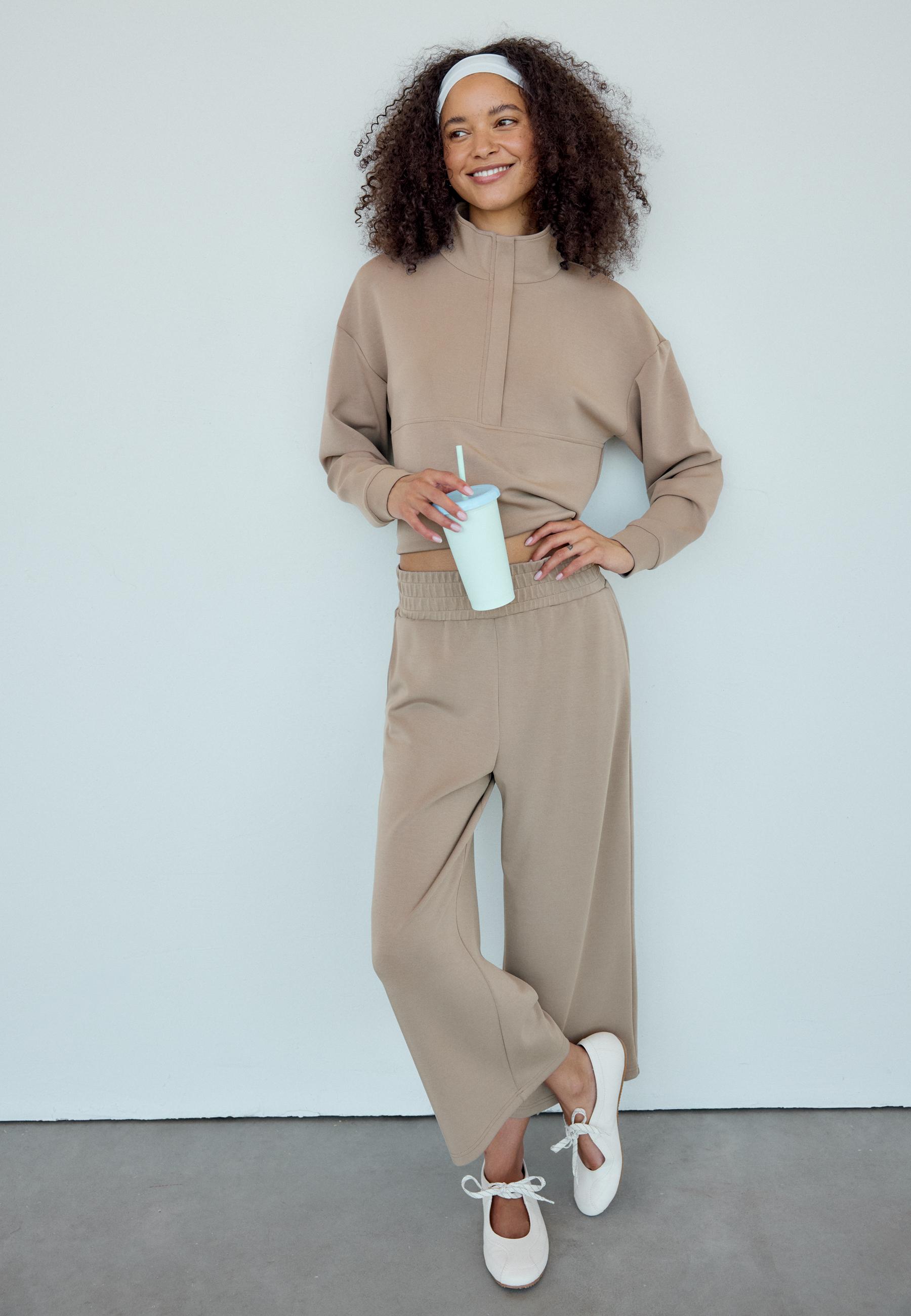 Soft-touch culottes — Beige