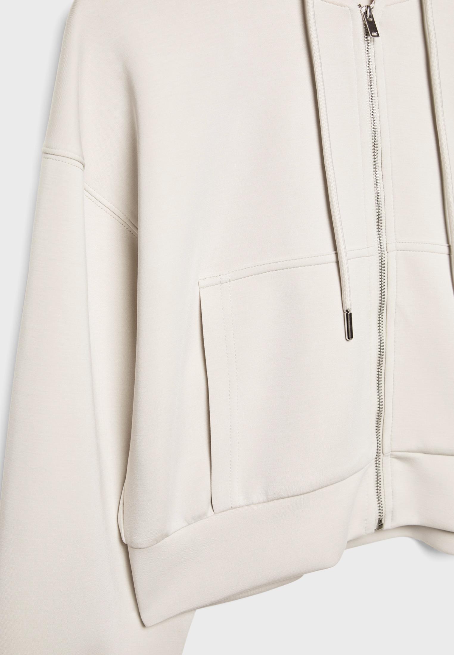 Soft-feel zip-up sweatshirt — Stone