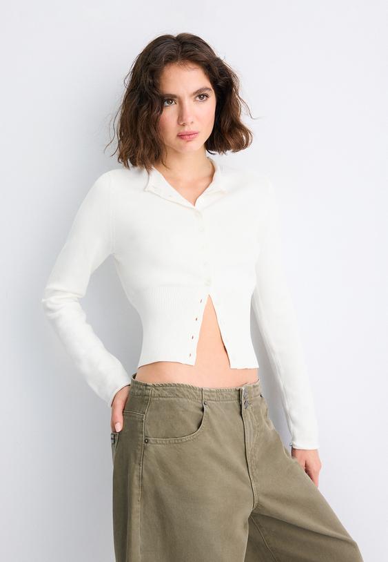 cardigan entallado cuello mao