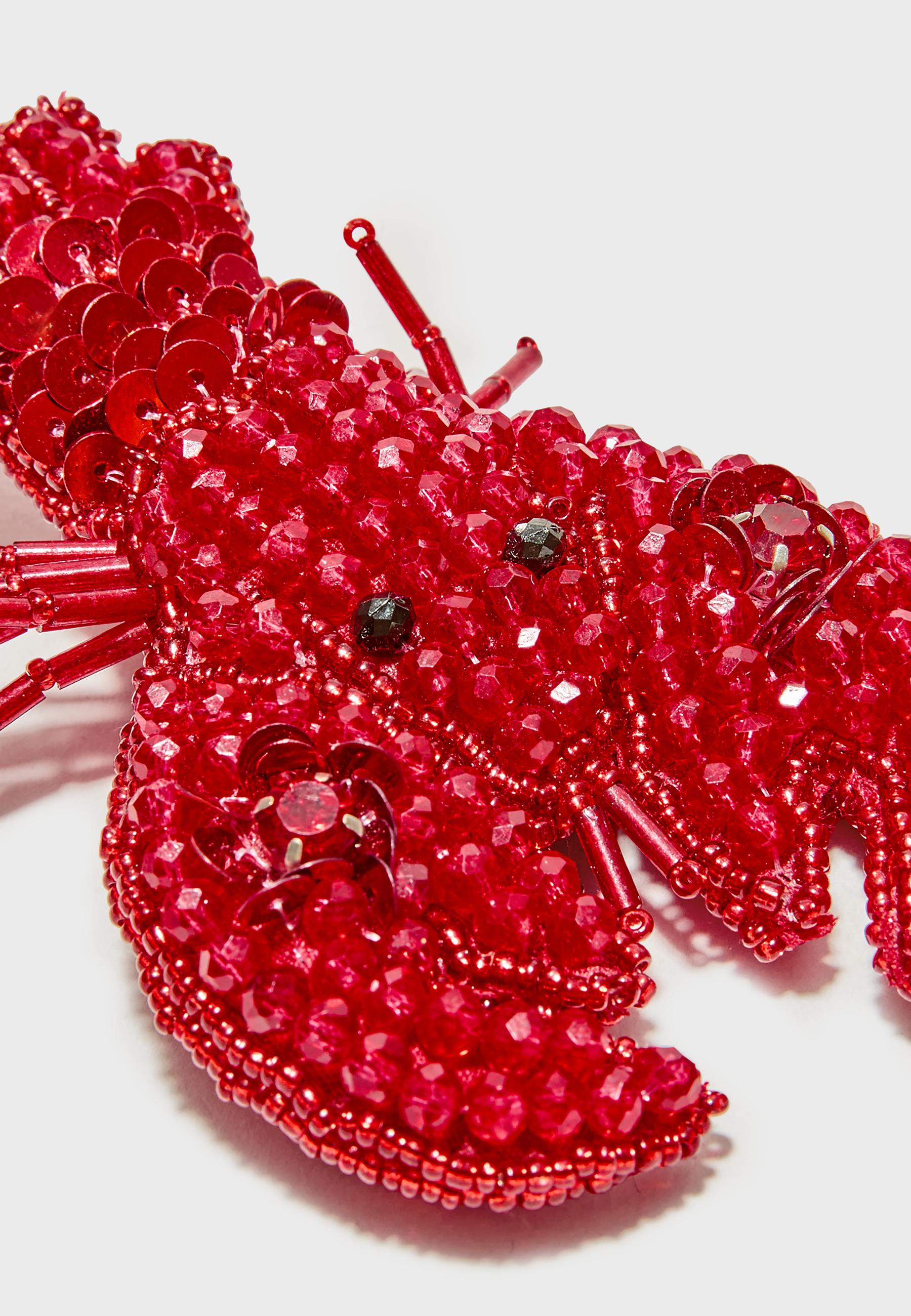 Beaded lobster charm — Red