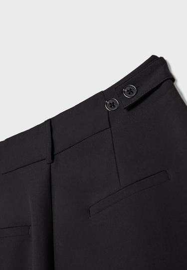 Wide-leg smart trousers with adjustable buttons — Black 9