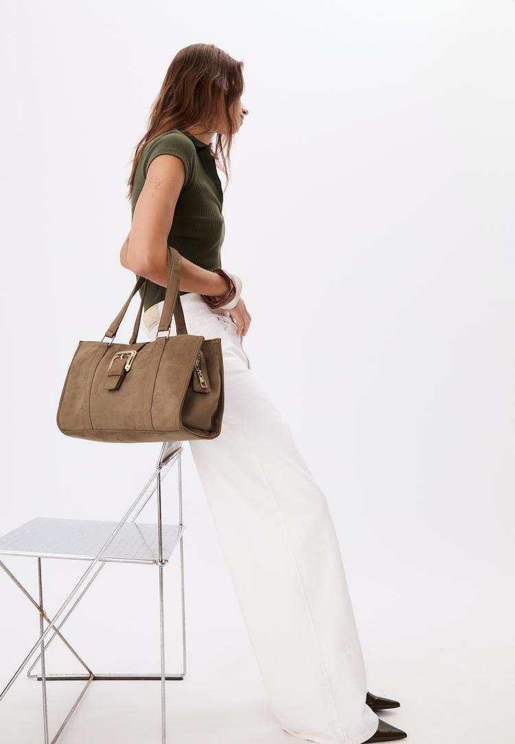 bolso tote hebilla efecto ante