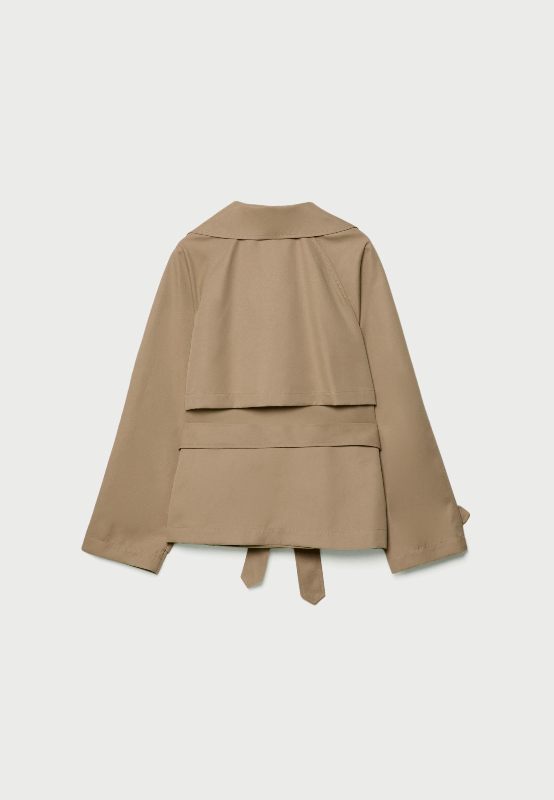 Short flowing trench coat with belt — Khaki