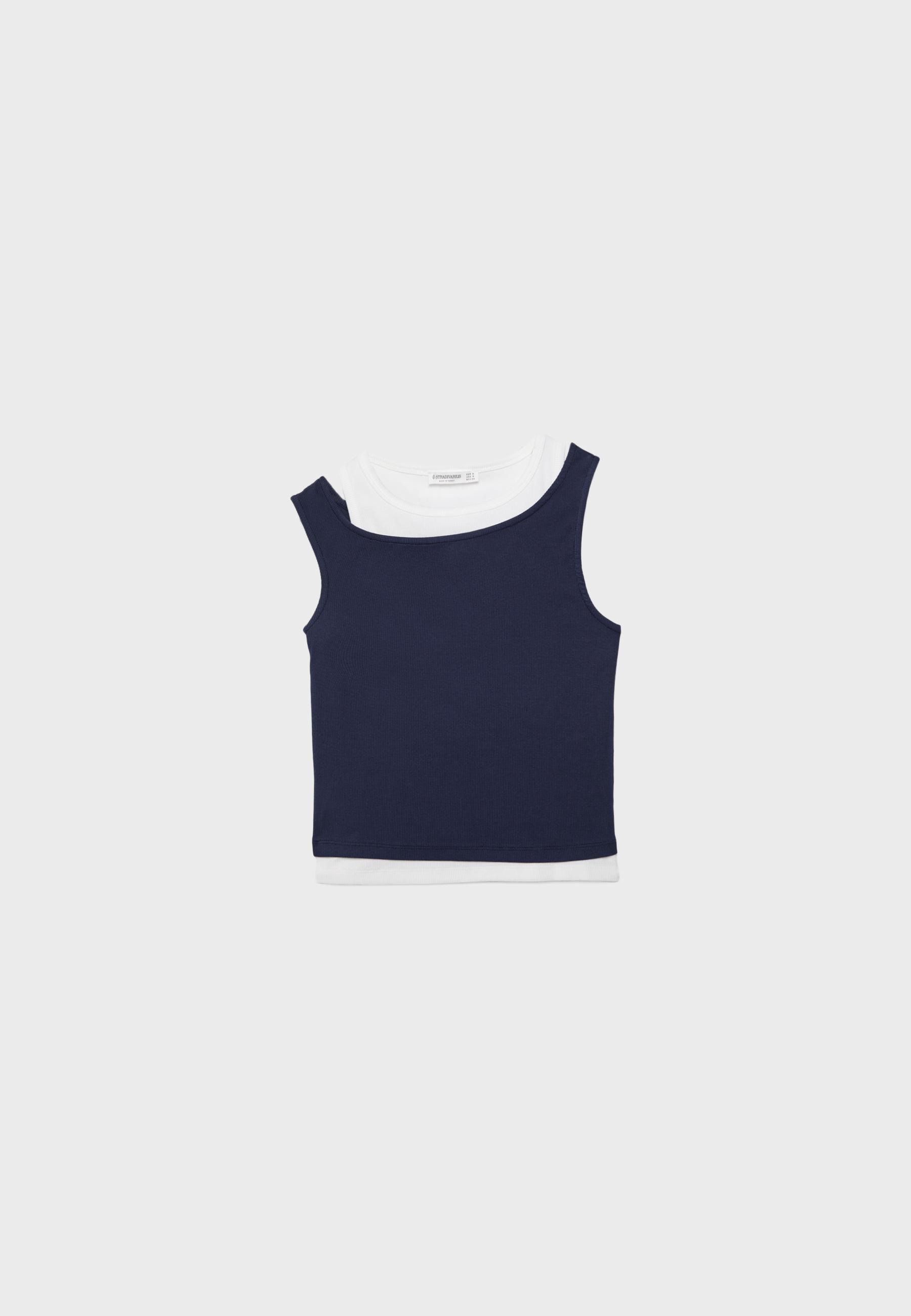 Double layer T-shirt — Navy blue