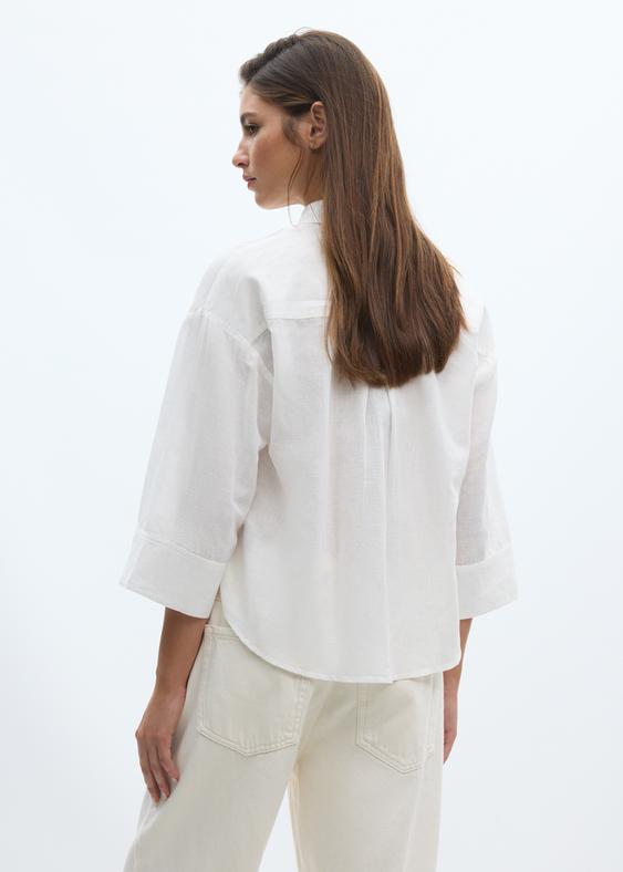 camicia a maniche kimono effetto lino l02024451