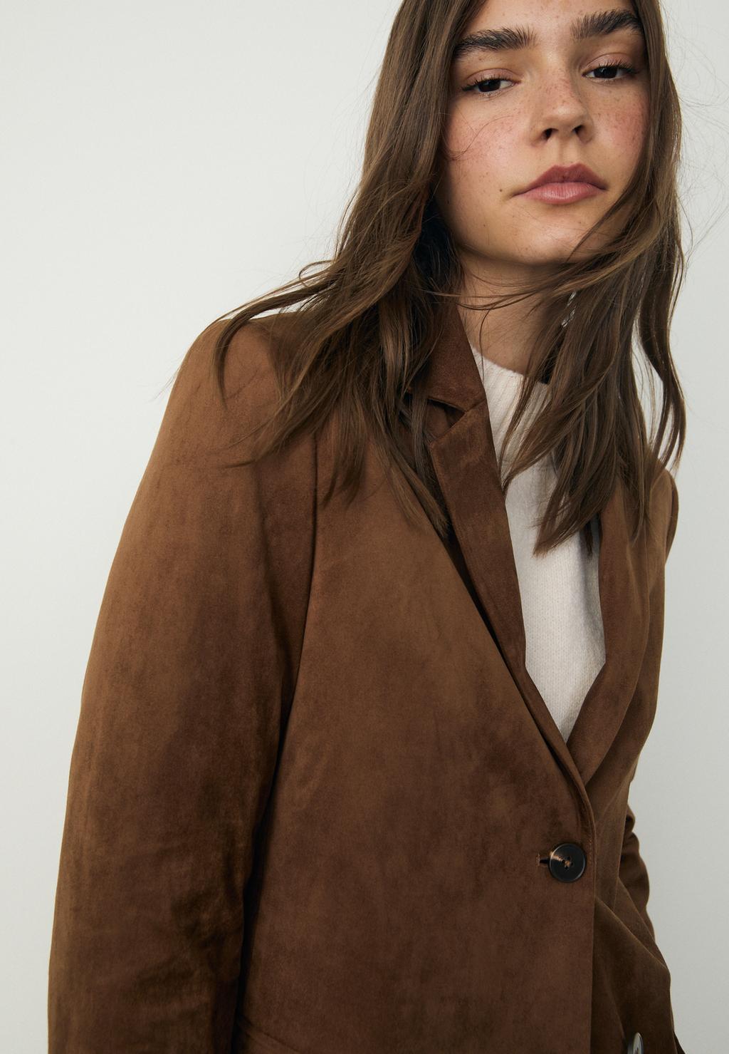 Regular fit faux suede blazer