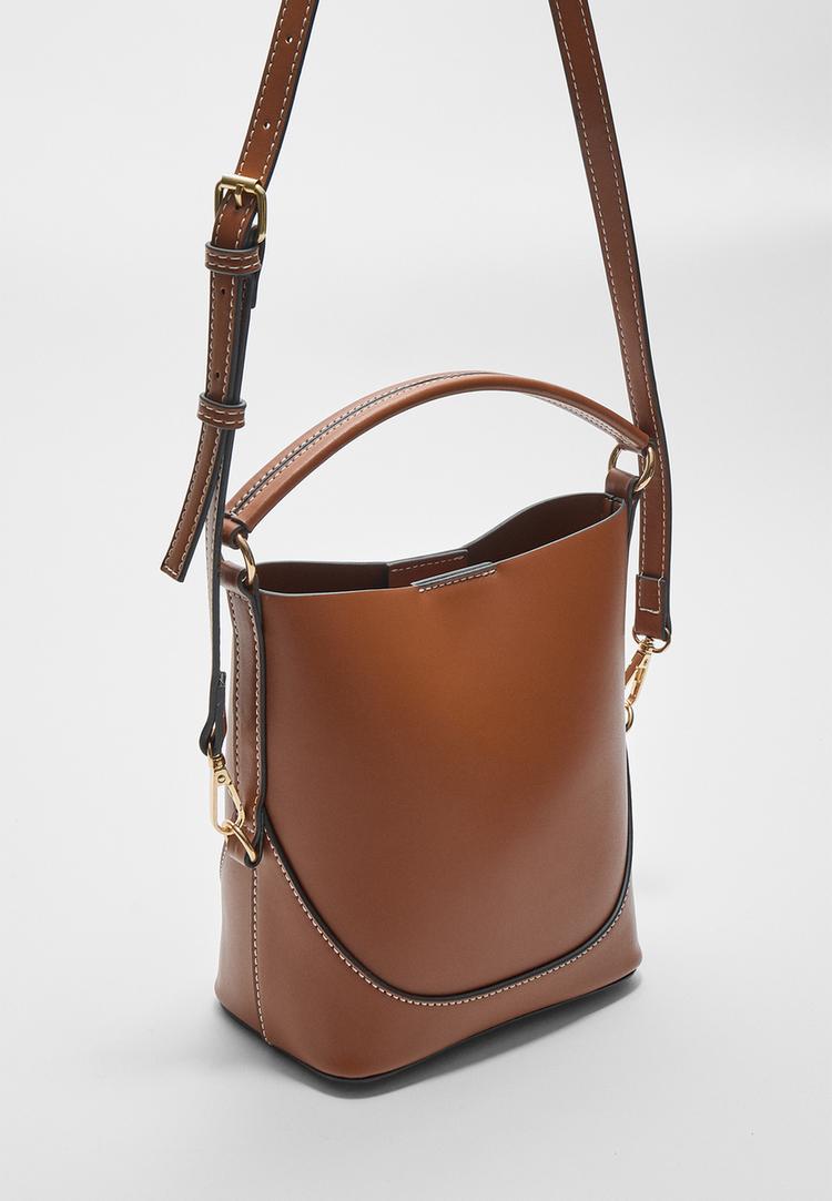 mini bucket bag with strap