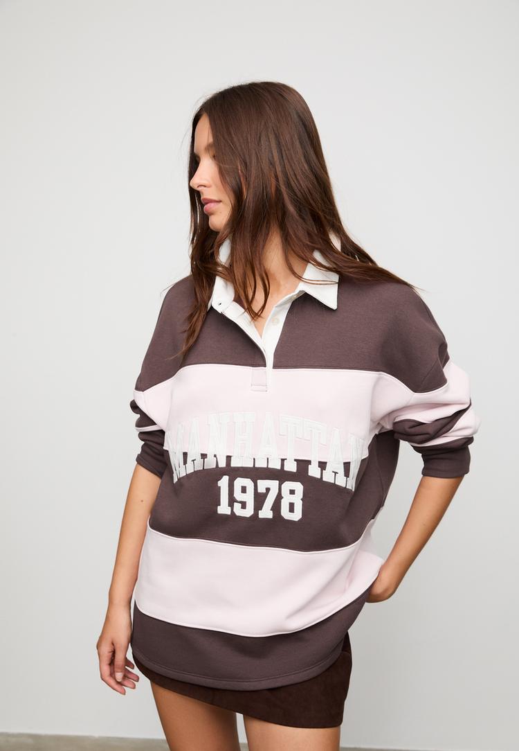 sweater polo met streepjesprint