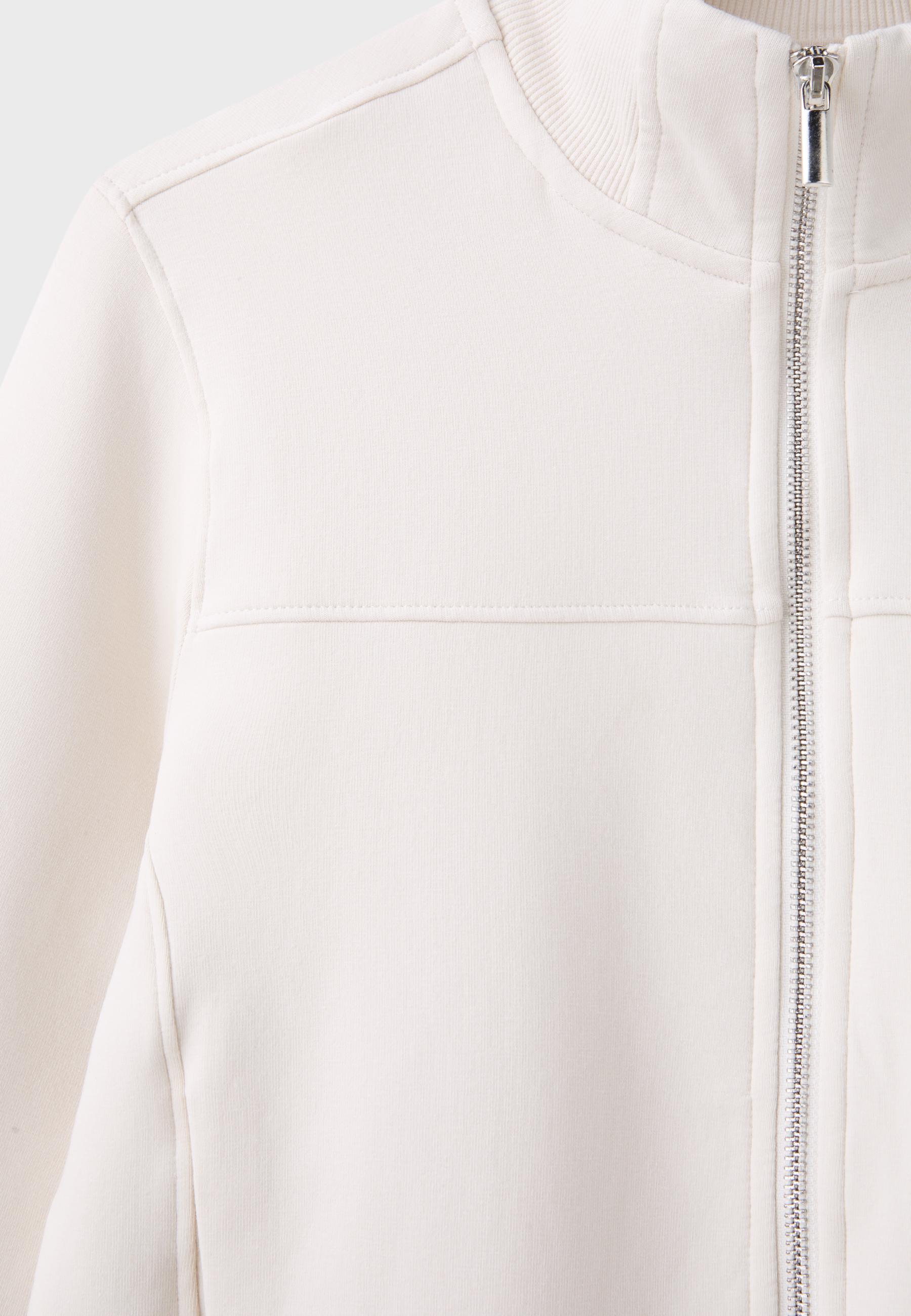 B09 Cropped High-Neck Zip-Up Sweatshirt — Vanilla