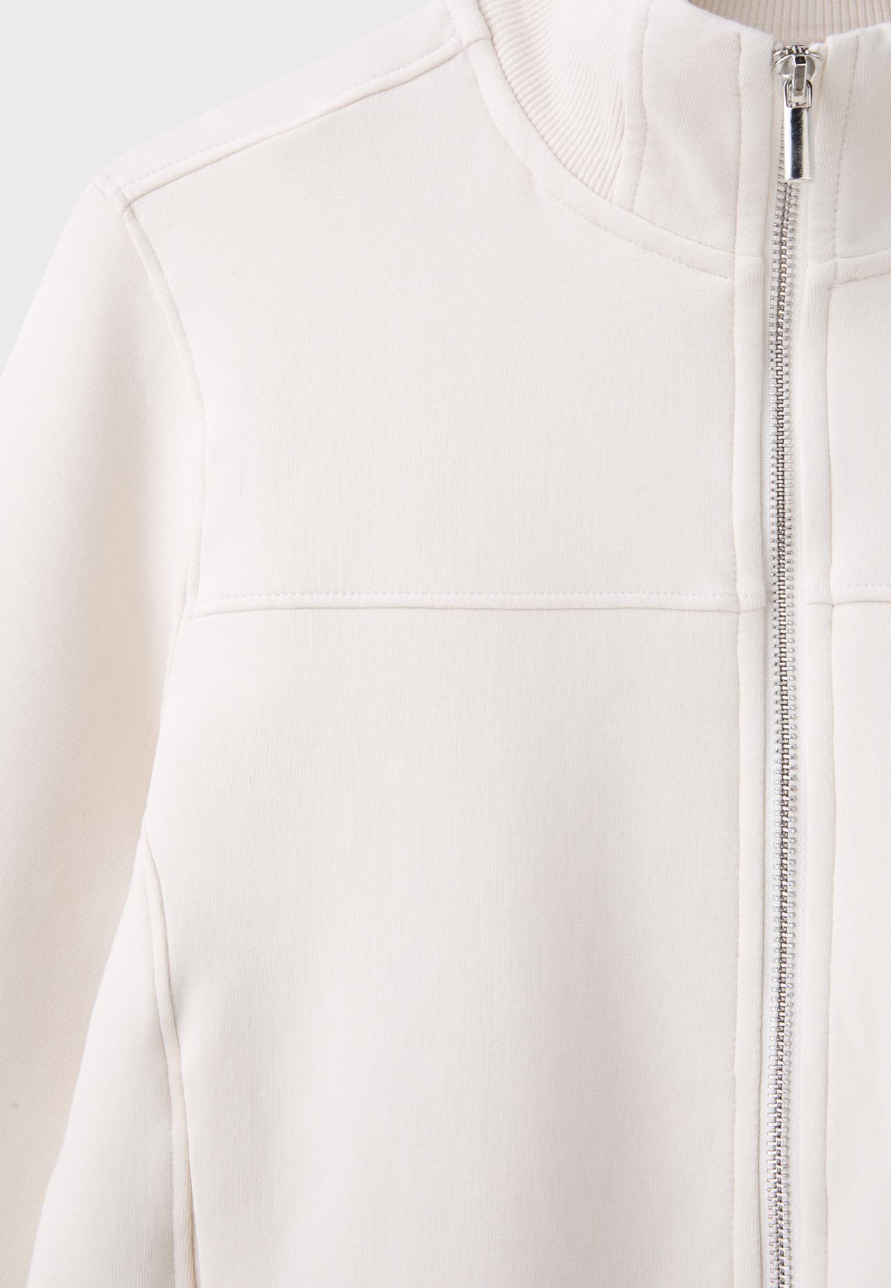 B09 Cropped high-neck zip-up sweatshirt — Vanilla