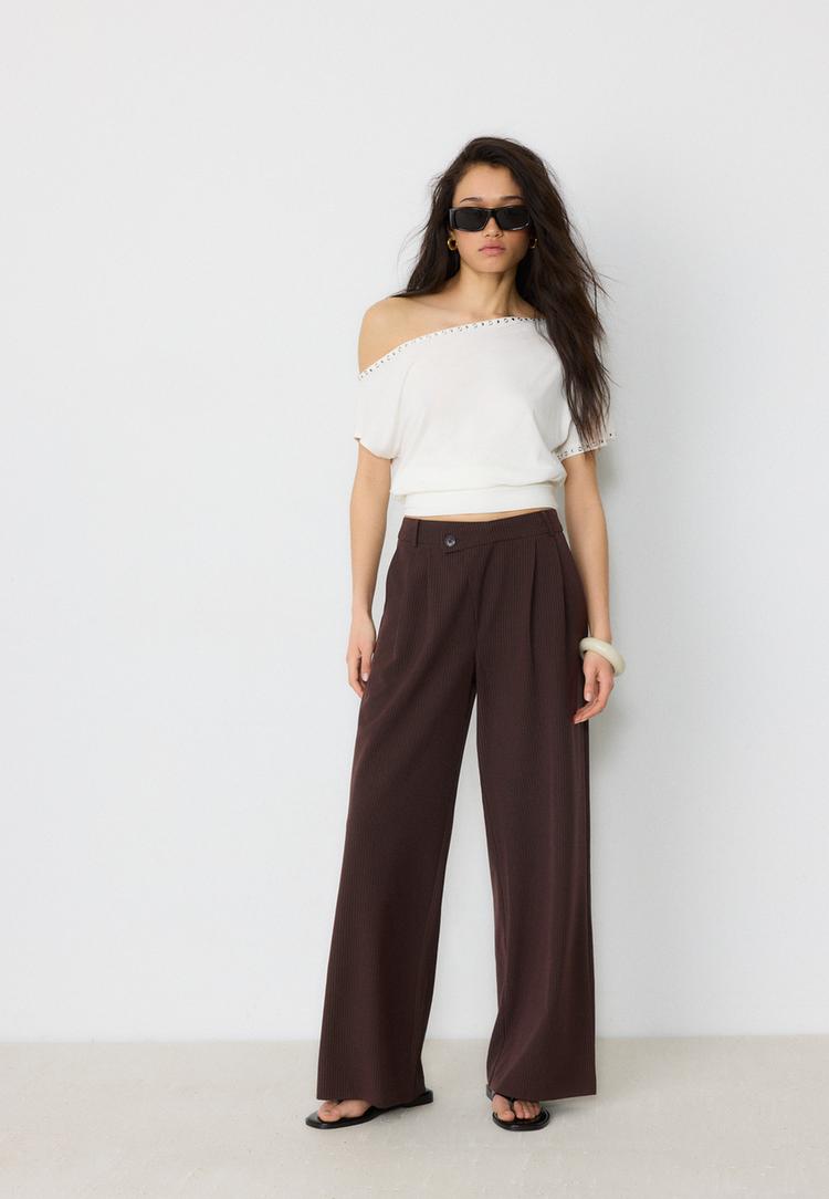 pantalon vestir casual cintura cruzada rayas