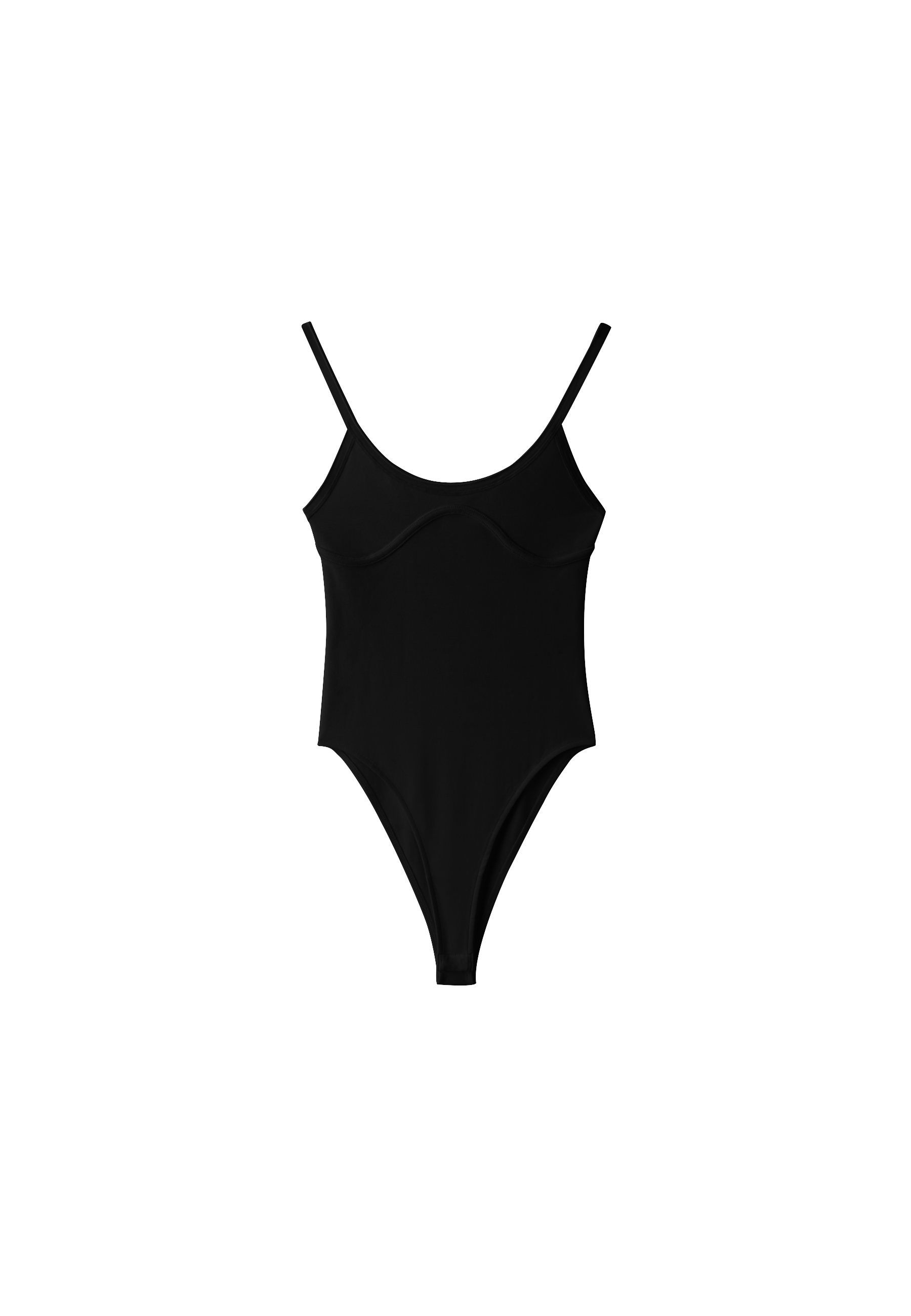 Ribbed corset-detail bodysuit — Black