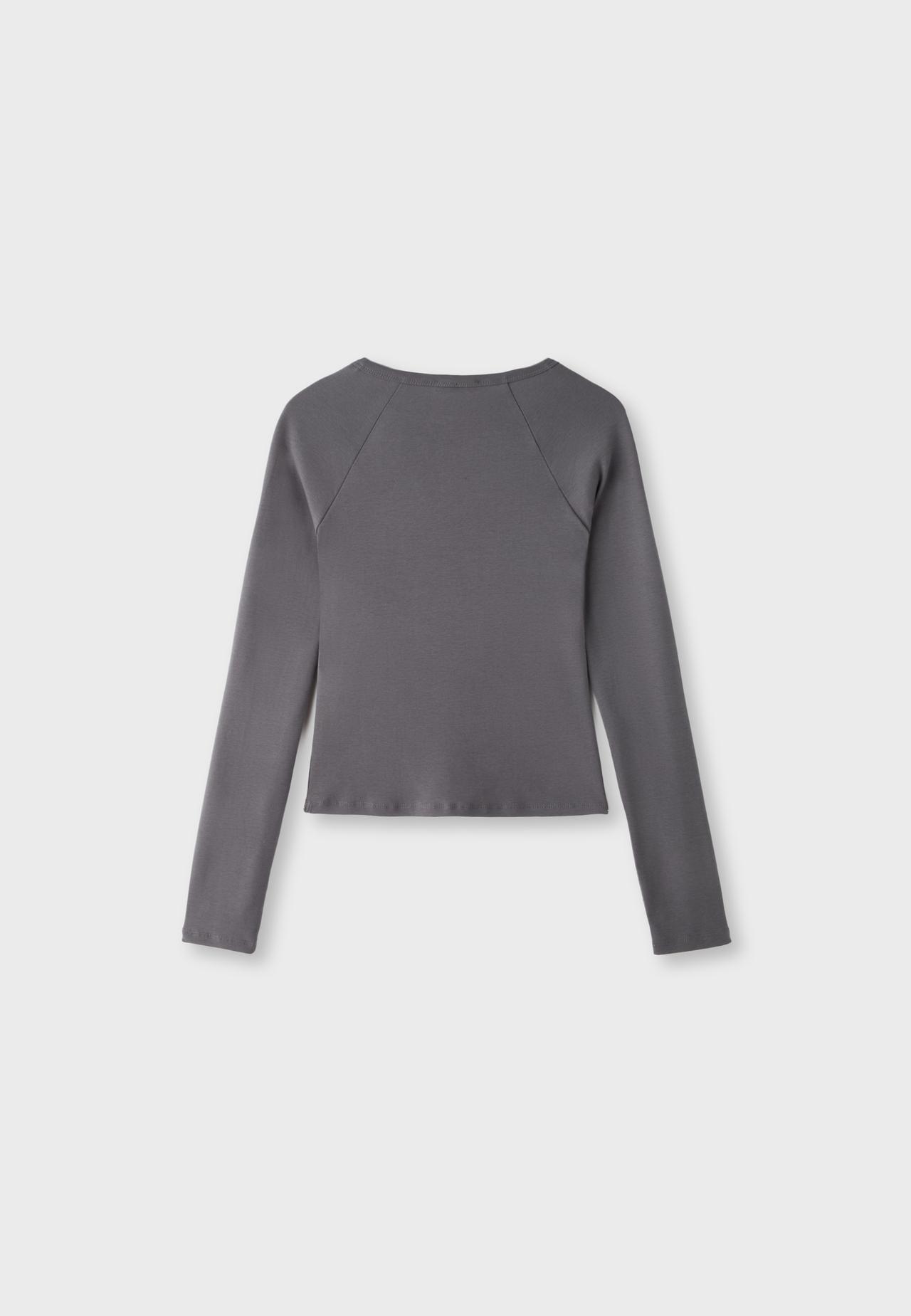 Long sleeve henley top — Dark grey