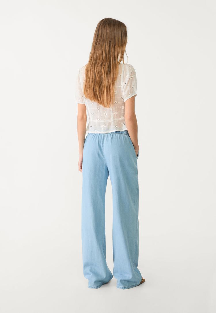 pantalon fluido largo denim