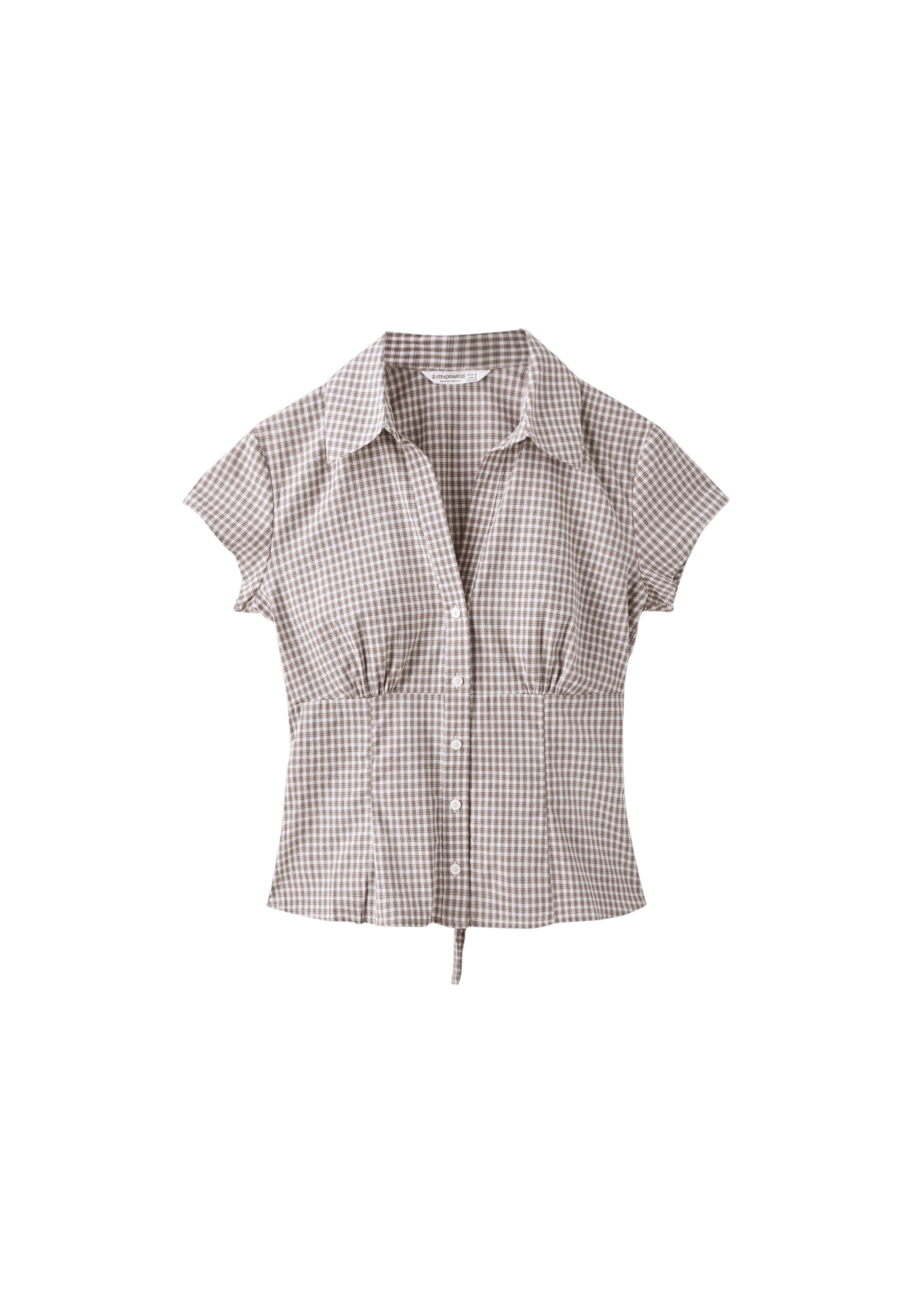 Short sleeve under-bust seam shirt — Khaki