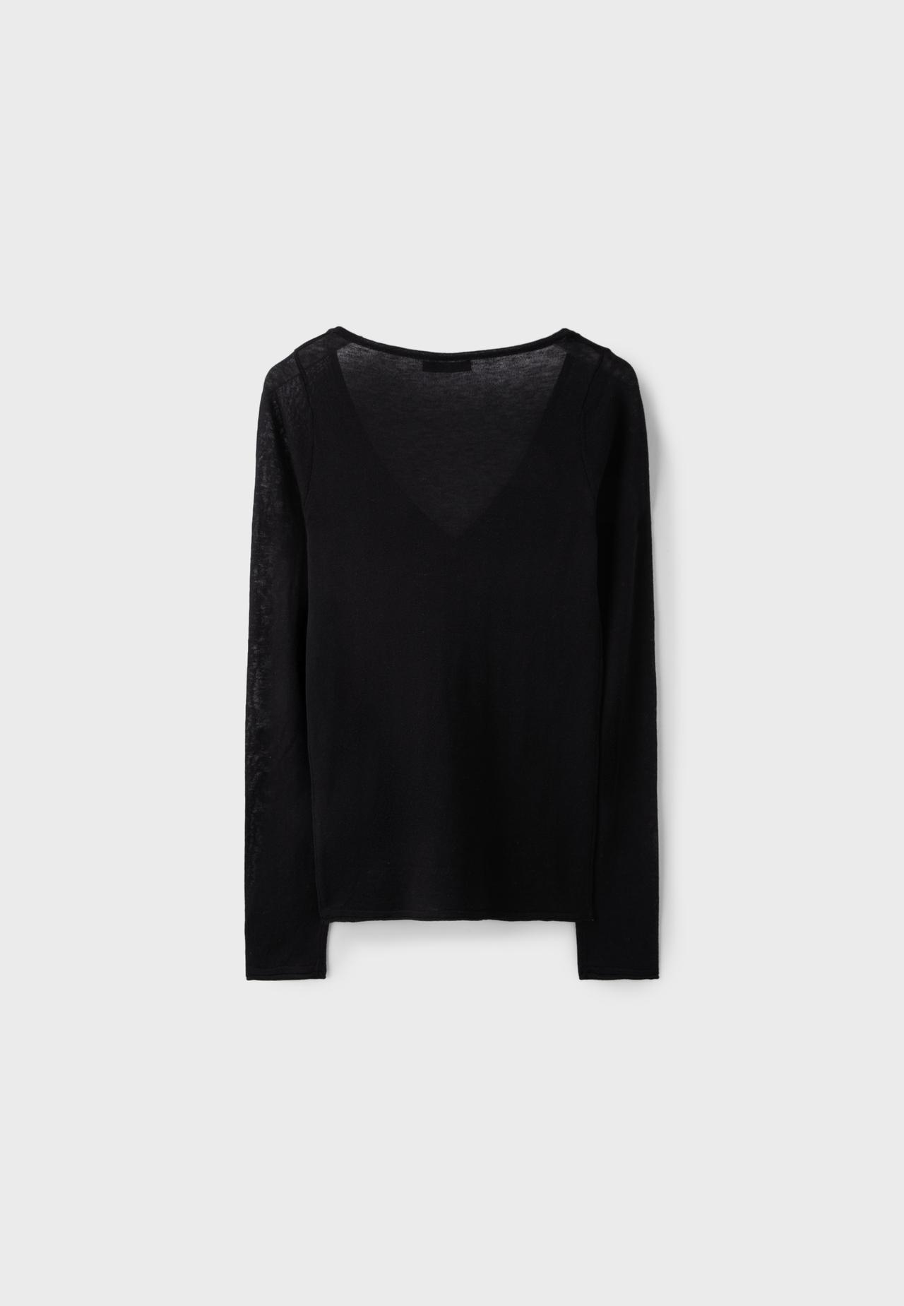 Basic wool and silk V-neck sweater — Black