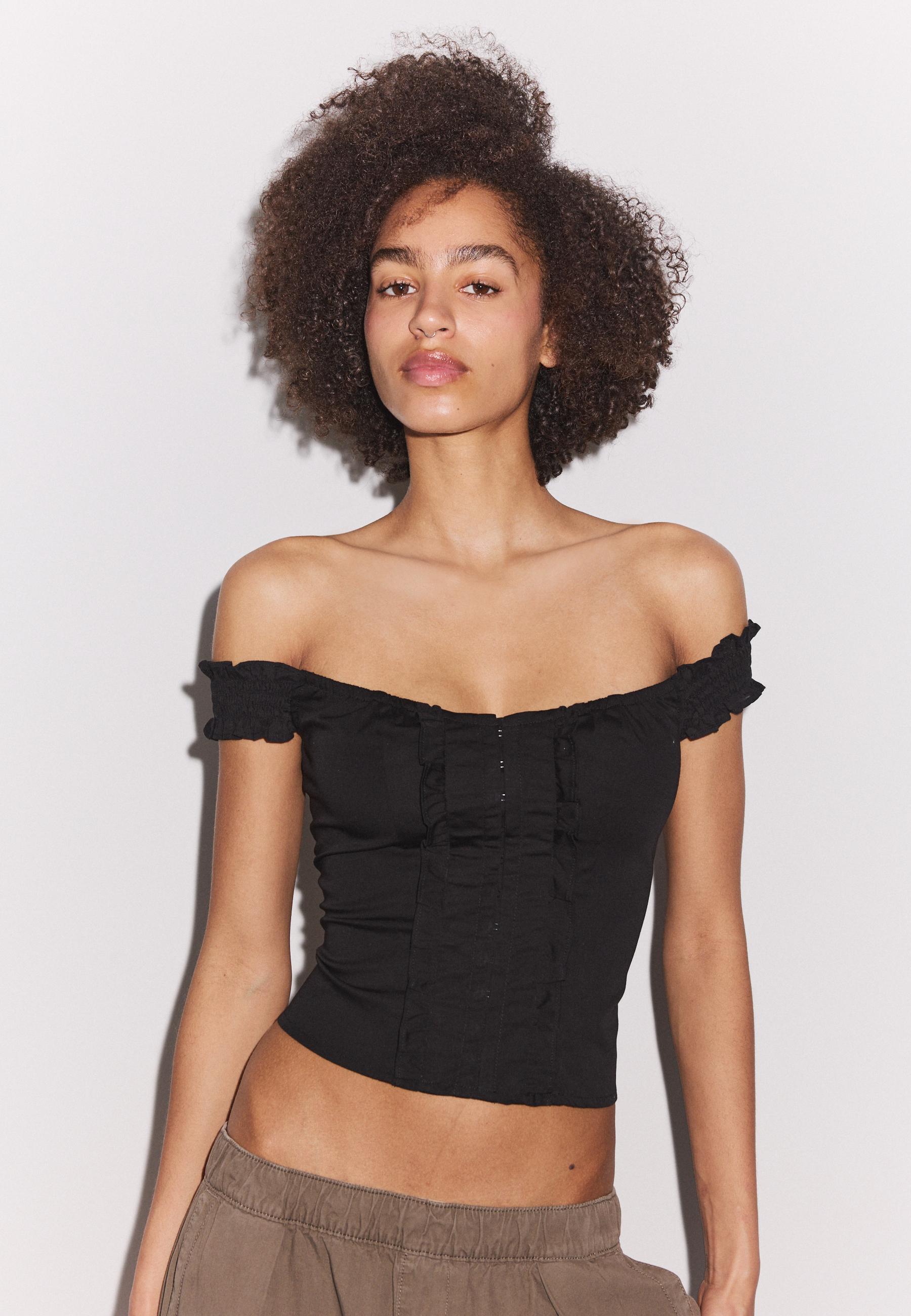 Ruffled corset top — Black