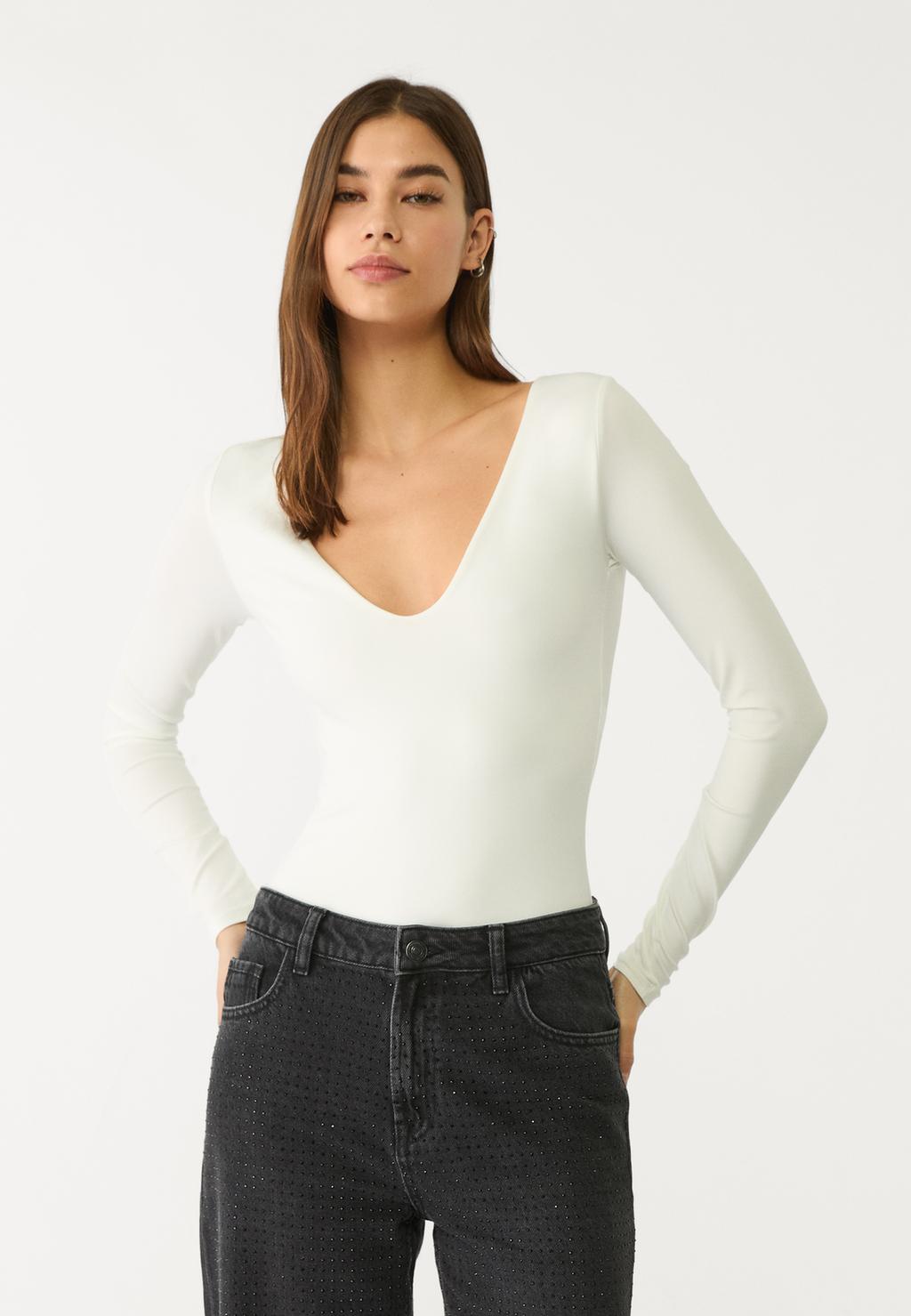 Polyamide V-neckline bodysuit