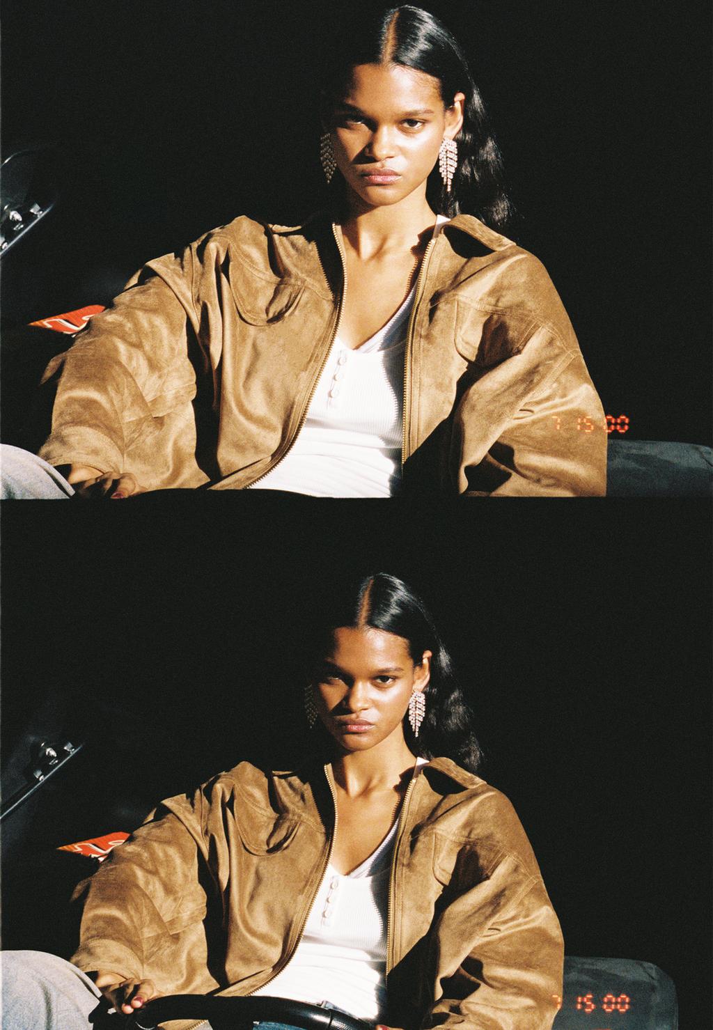 Cazadora hebillas efecto ante