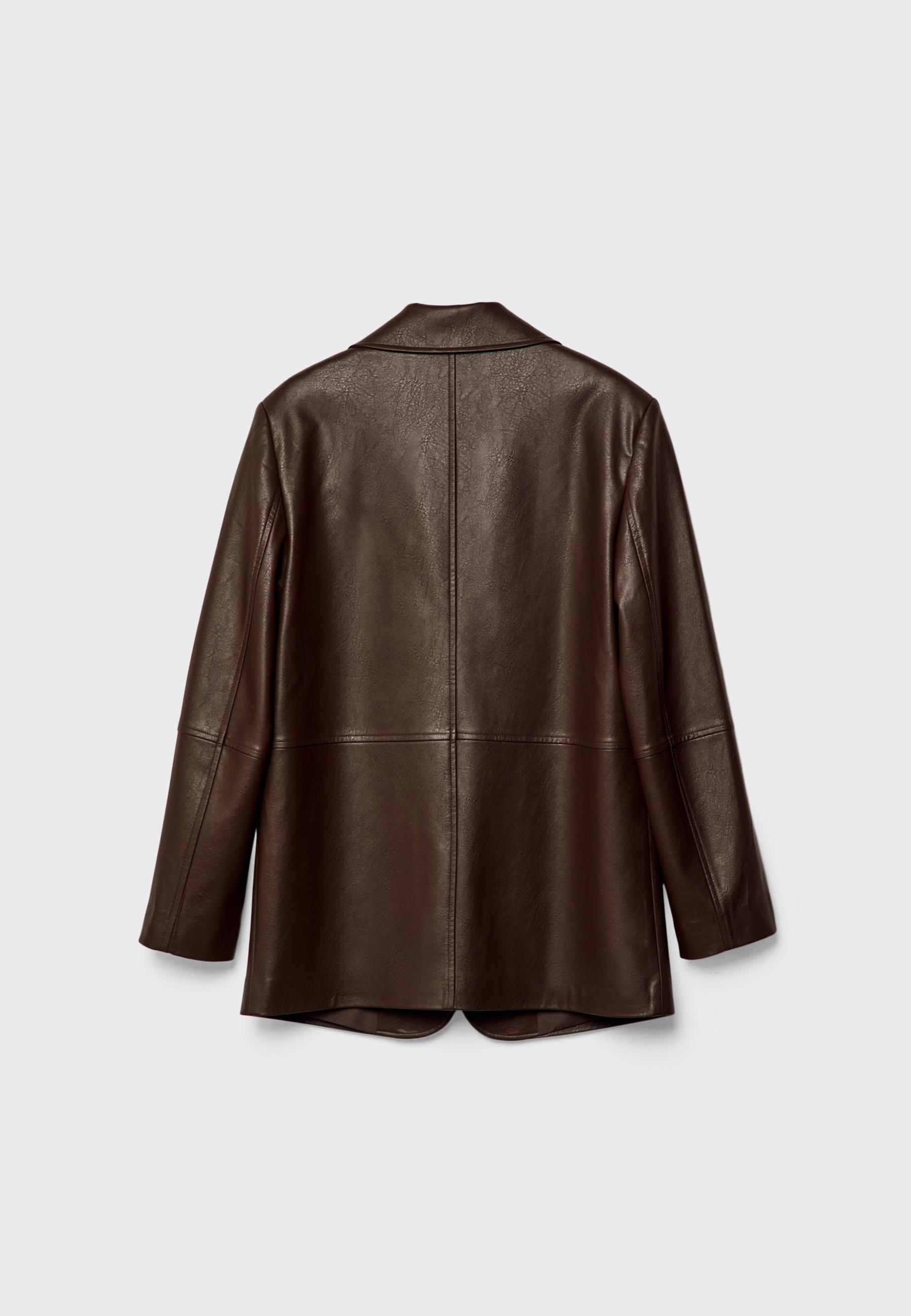Faux leather blazer — Brown
