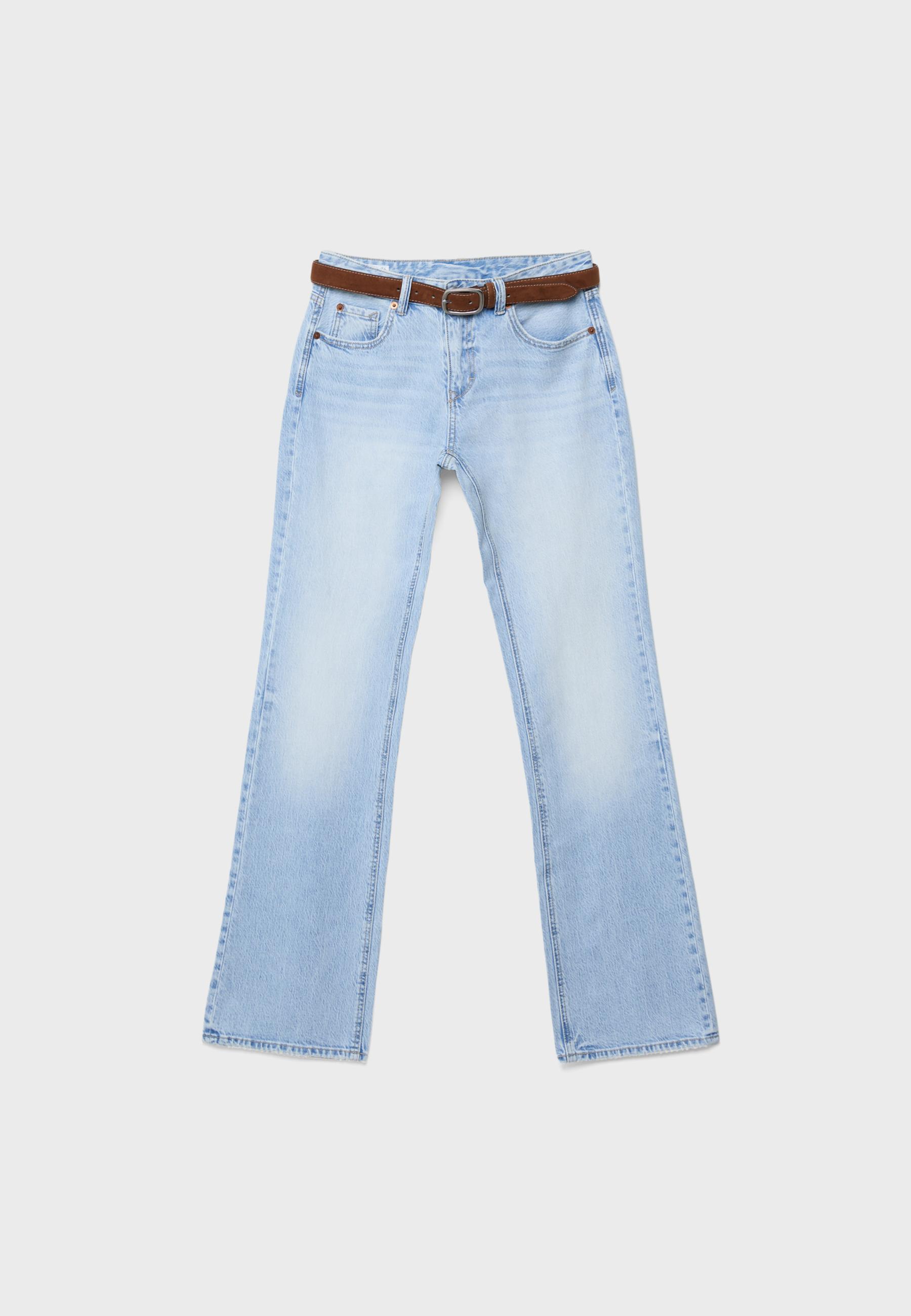 D68 Boot-cut jeans with belt — MEDIUM LIGHT BLUE DENIM
