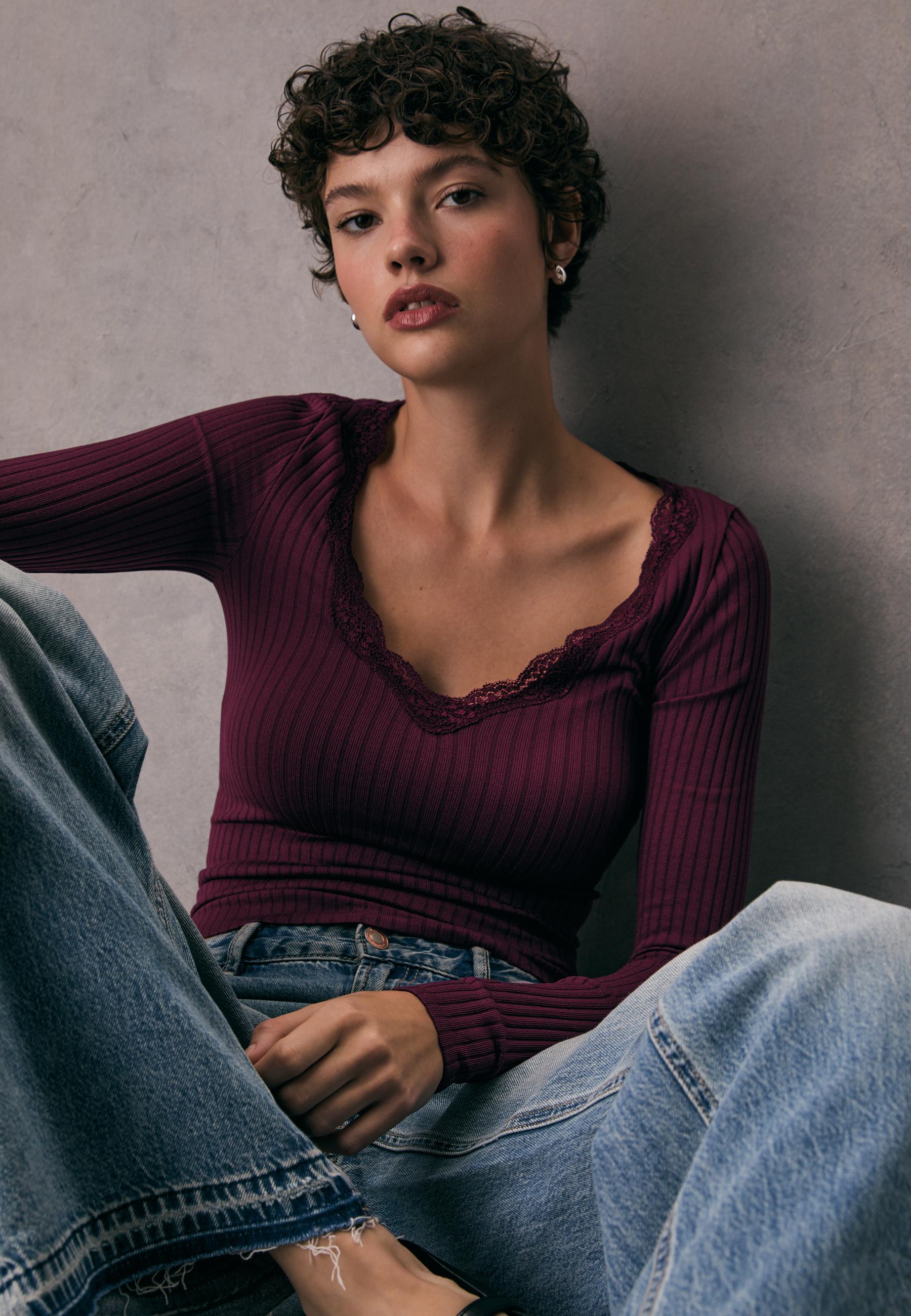 Seamless lace top — Purple