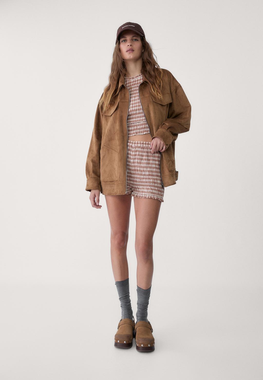 Shorts im Ballonärmel-Stil mit Karomuster