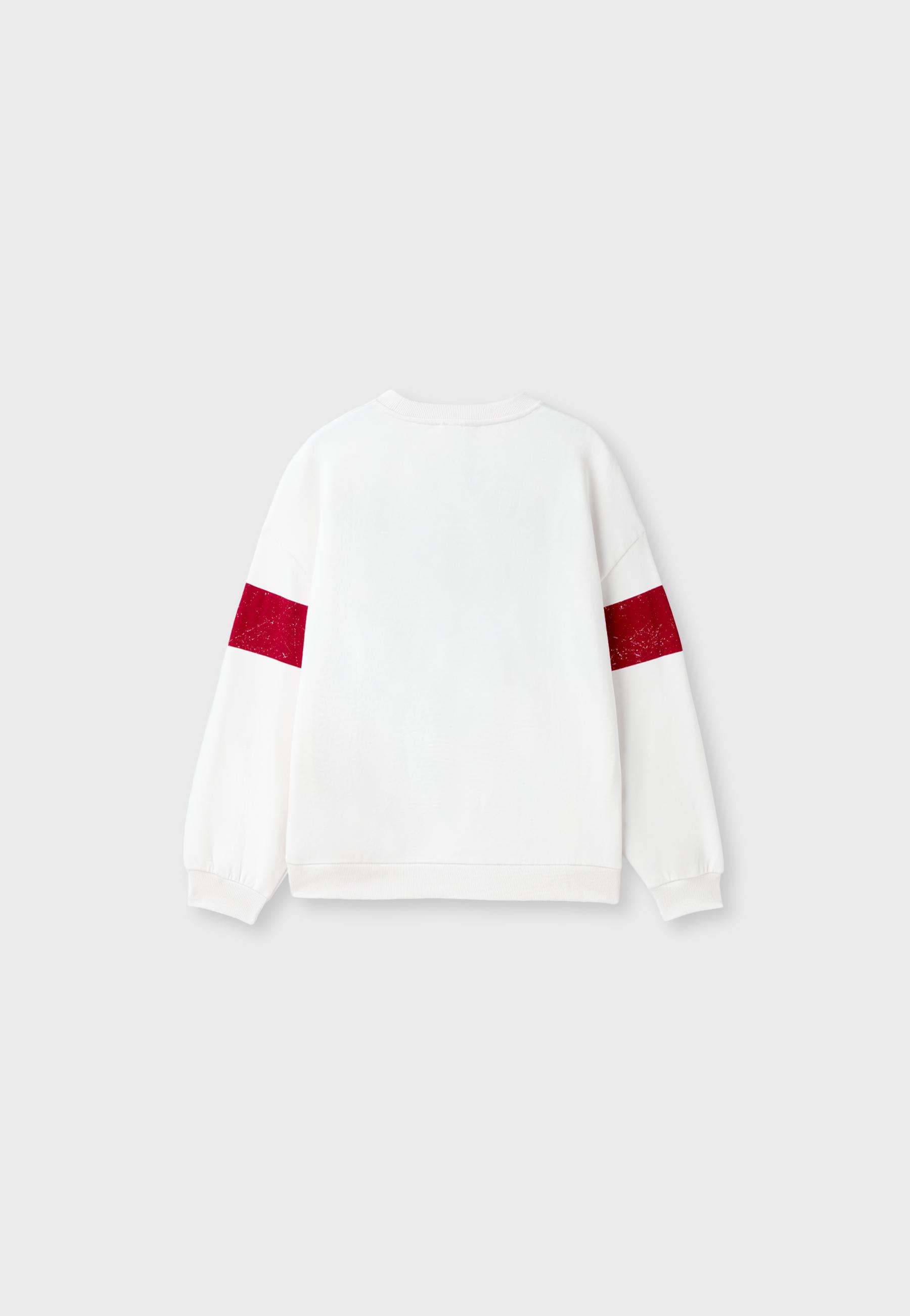 Cotton blend placement print regular sweatshirt — Red