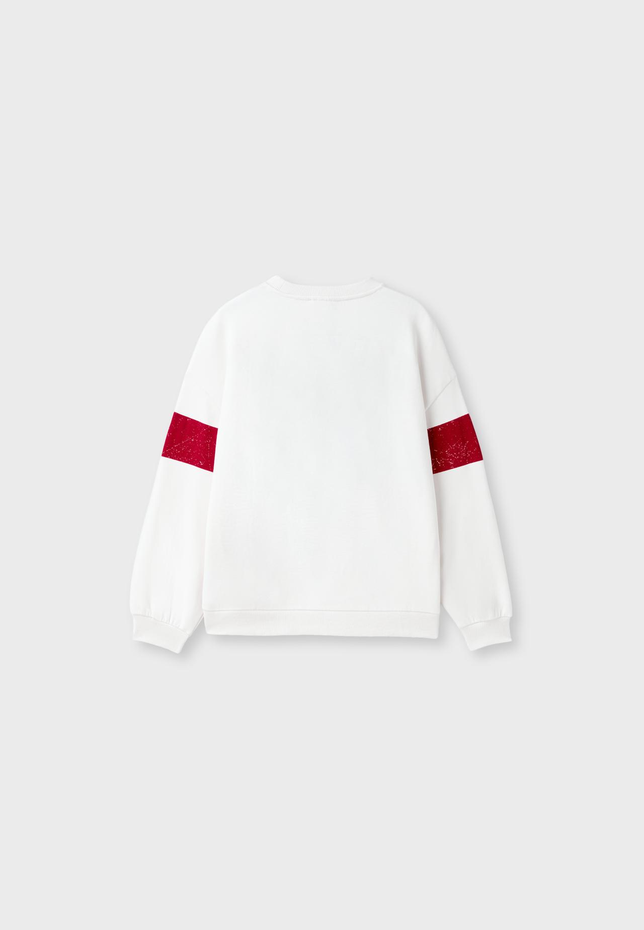 Regular-fit cotton blend sweatshirt with positional print — Red