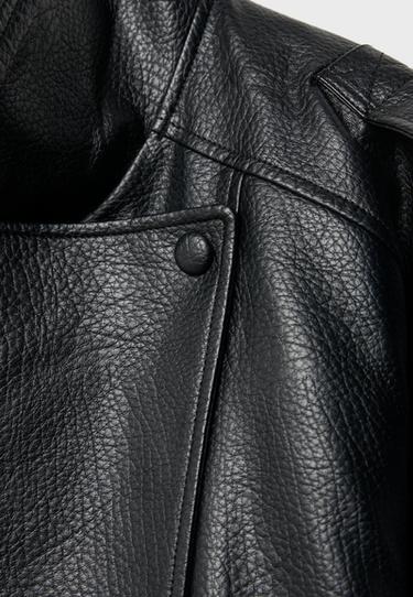 Oversize leather effect biker jacket — Black 8