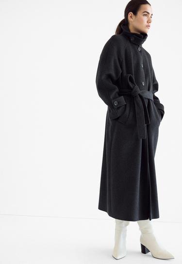 Long buttoned wool coat — Dark grey 7