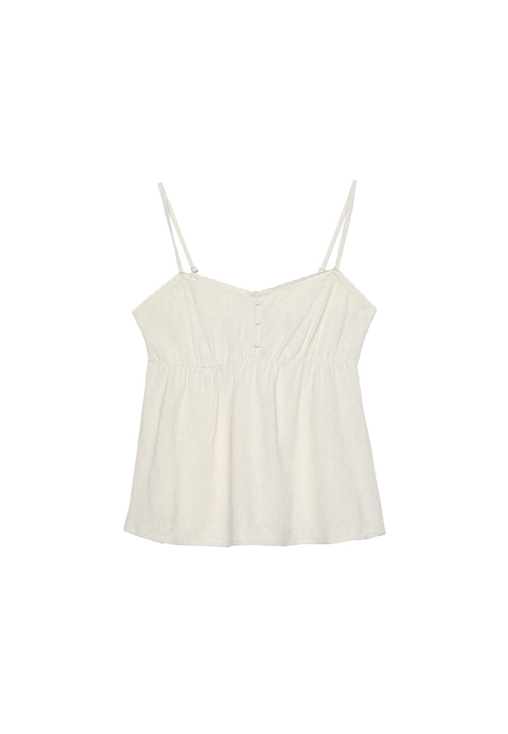 Top fluido con spalline in lino