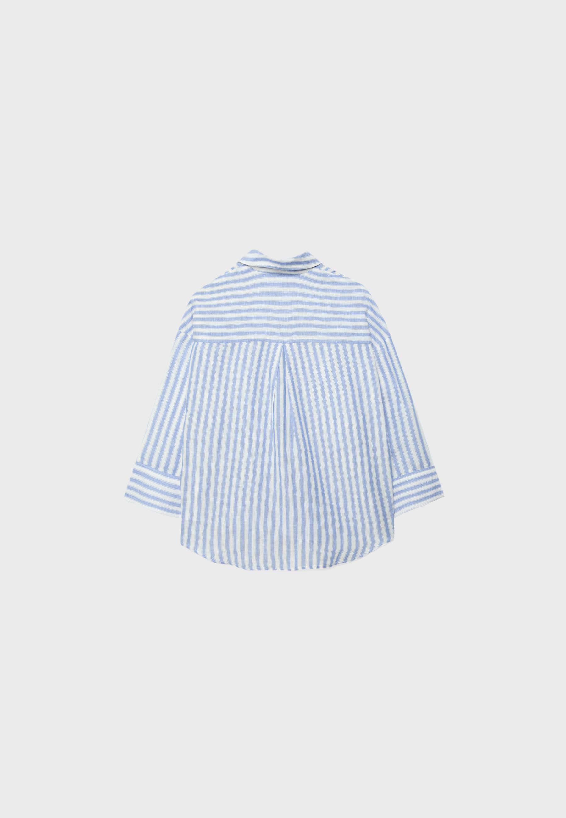 Linen-effect kimono sleeve shirt — Navy blue