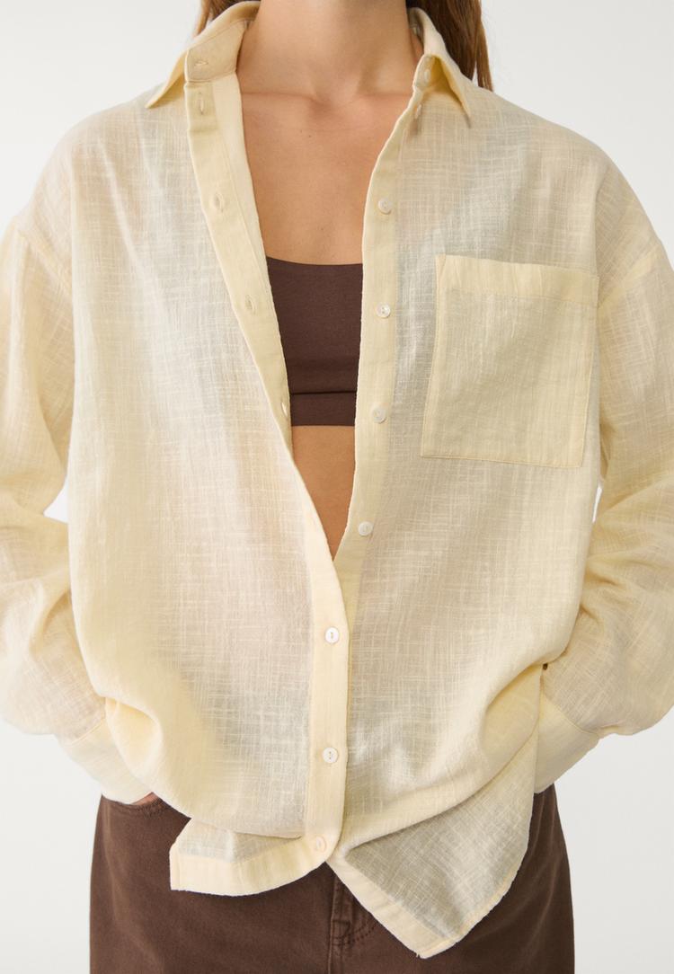 camisa basica fluida bolsillo