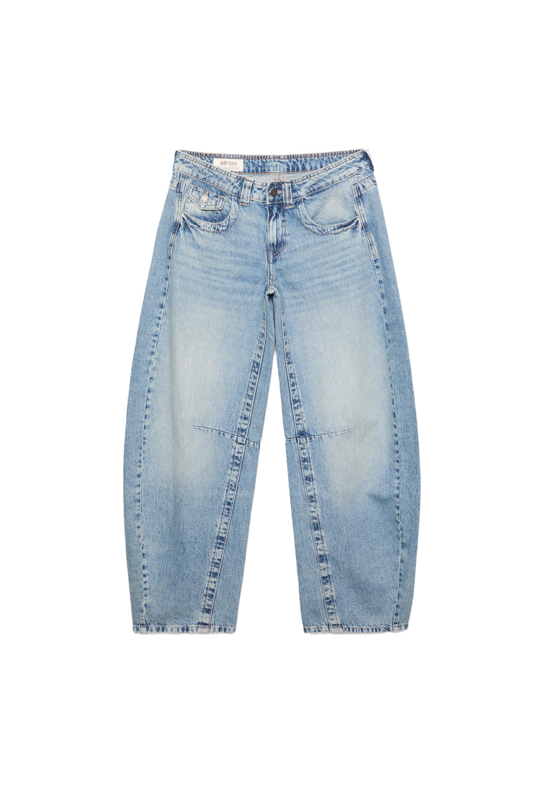 Low-rise barrel jeans — MEDIUM LIGHT BLUE DENIM