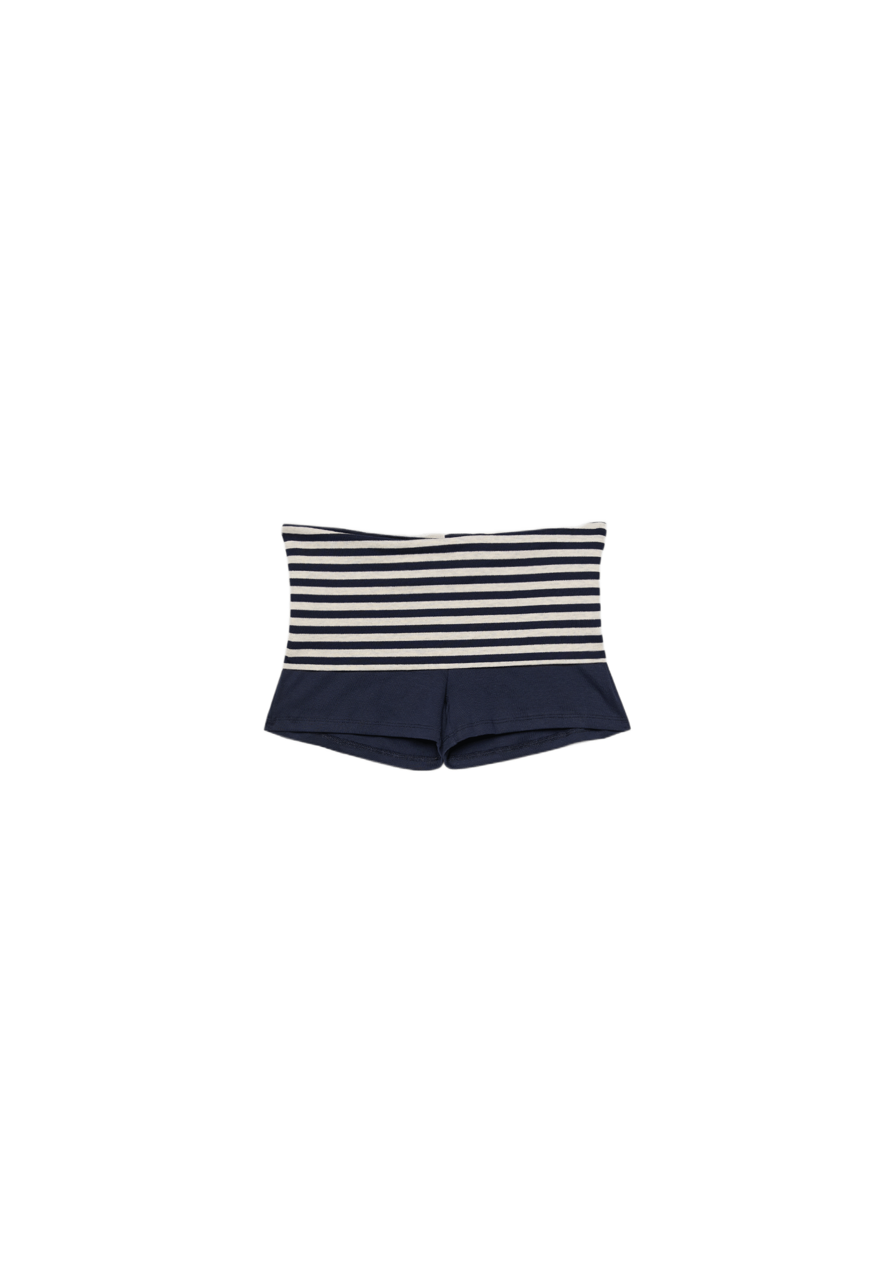 Striped shorts with waist detail — Dark blue