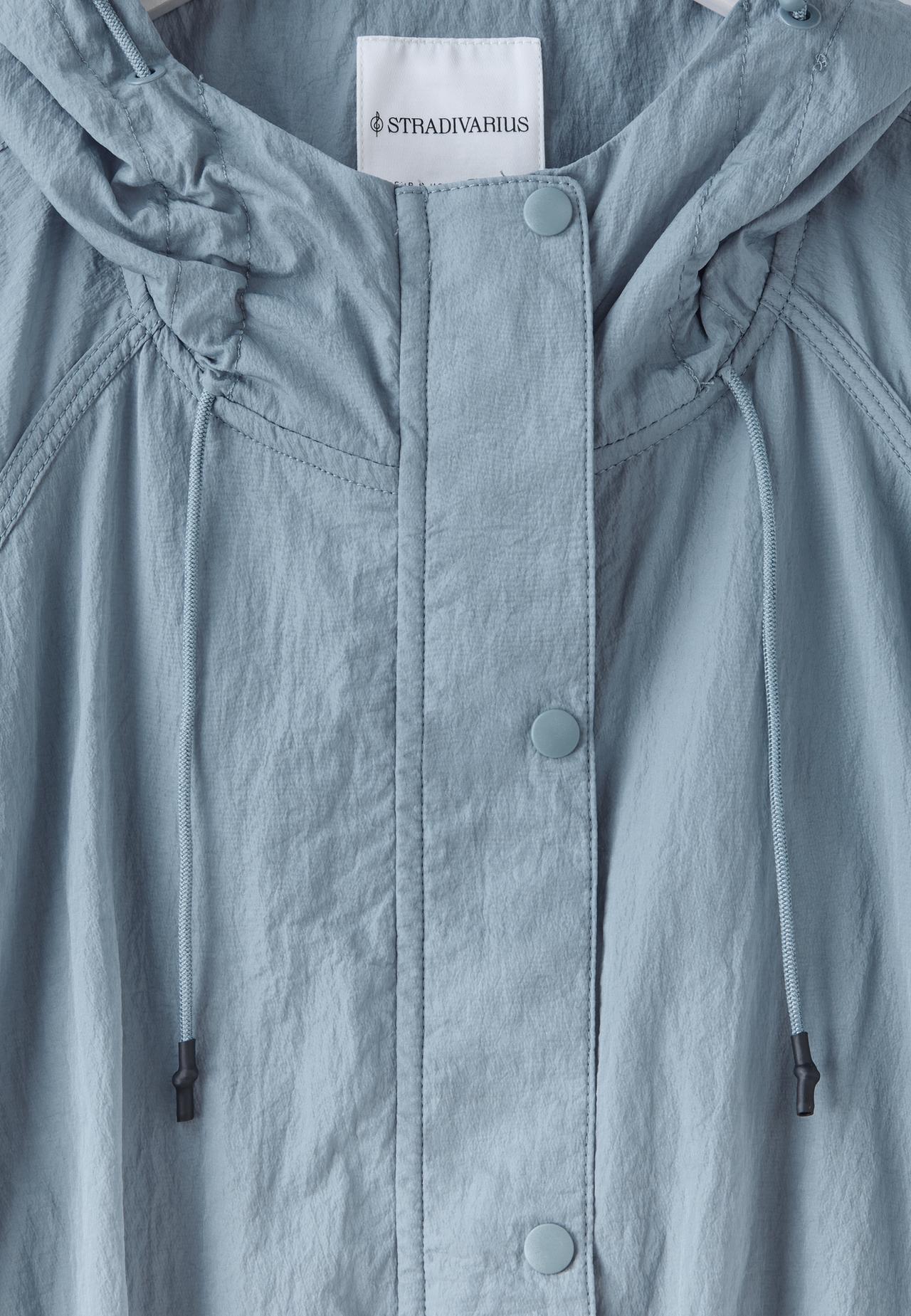 Cropped jacket with gathered detail — Sky blue