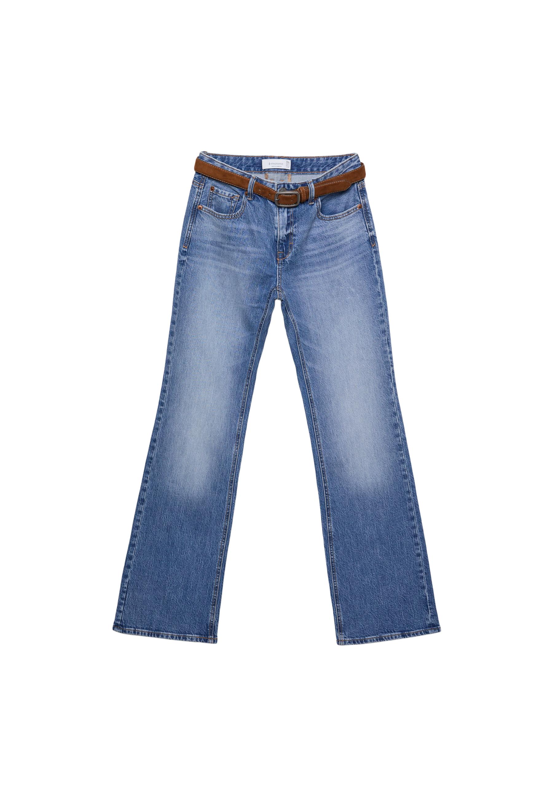 D68 Boot-cut jeans with belt — MEDIUM BLUE DENIM