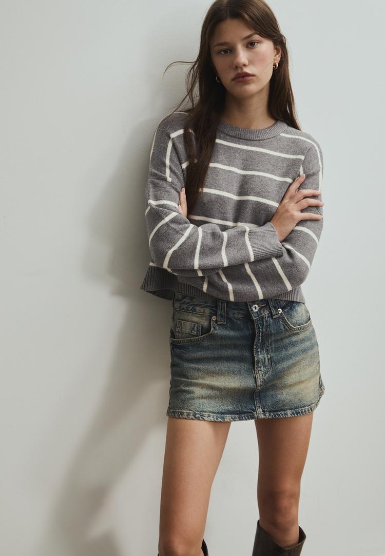 jersey punto crop rayas