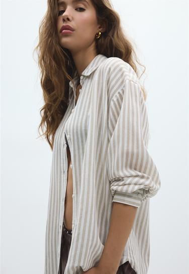 Linen effect shirt — Stone 6