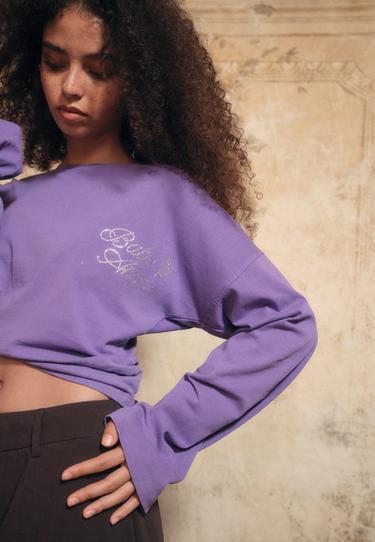 Rhinestone graphic T-shirt — Purple 4
