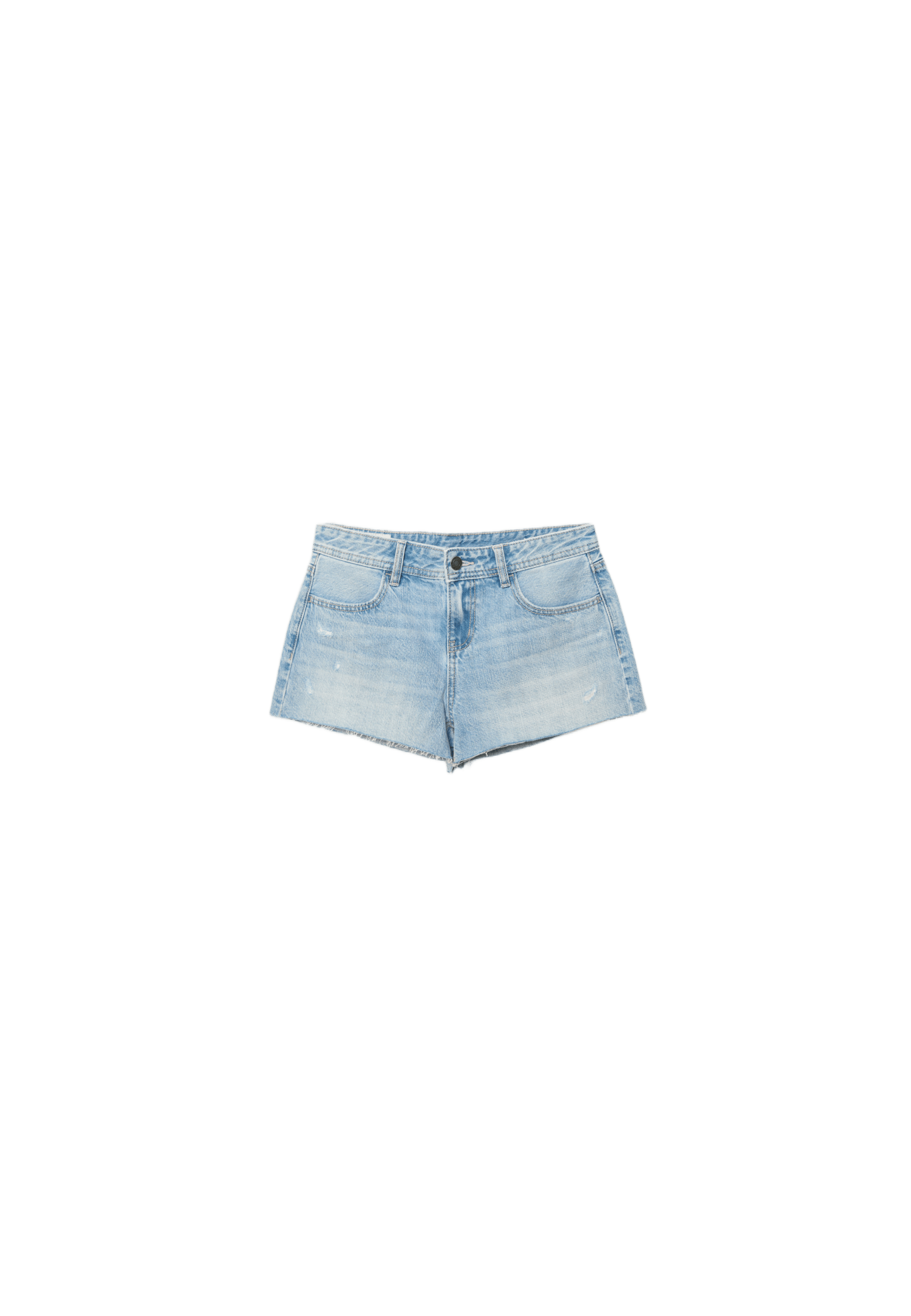 Düşük bel denim şort - Görsel 9