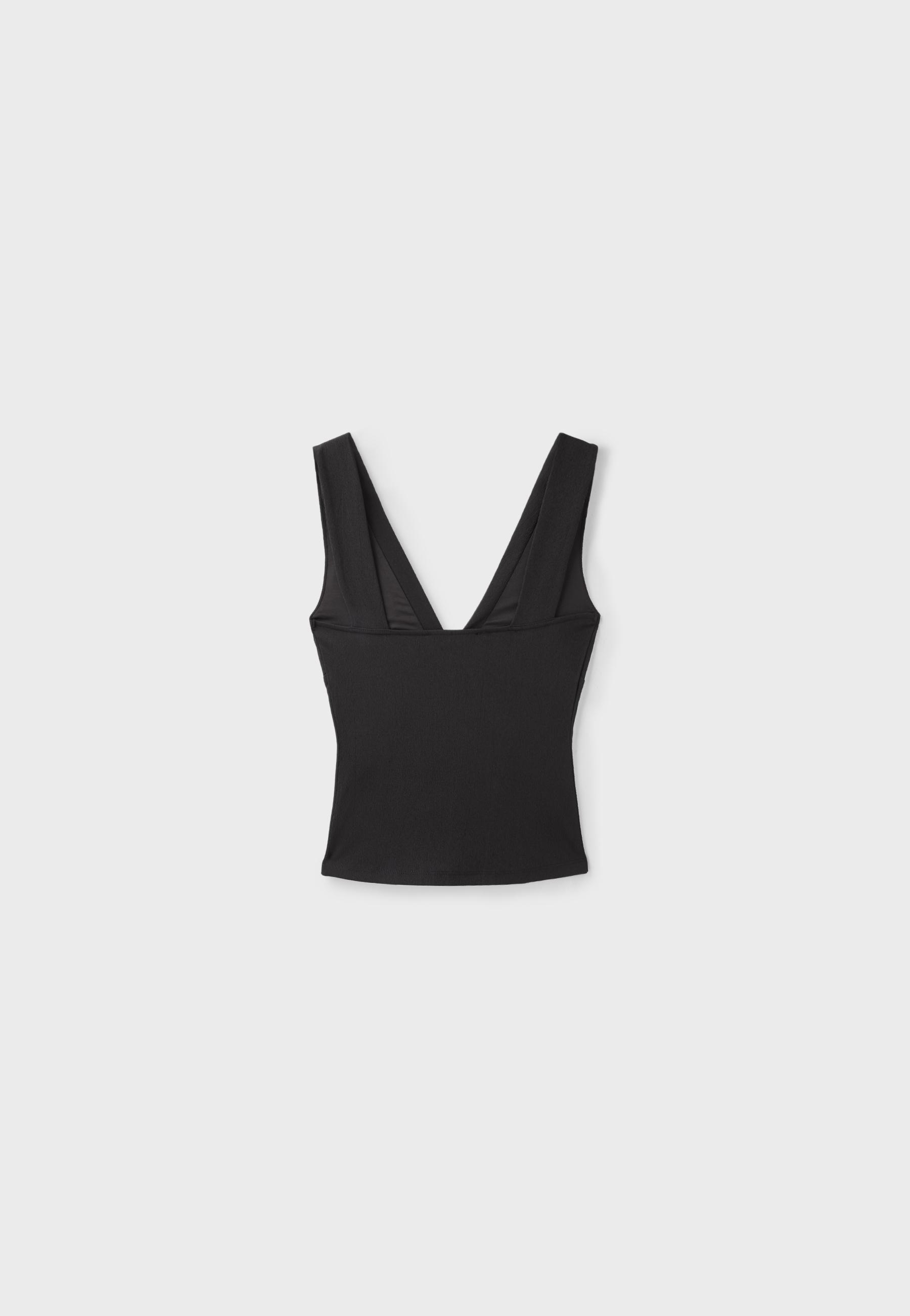 Fitted wide-strap top — Black