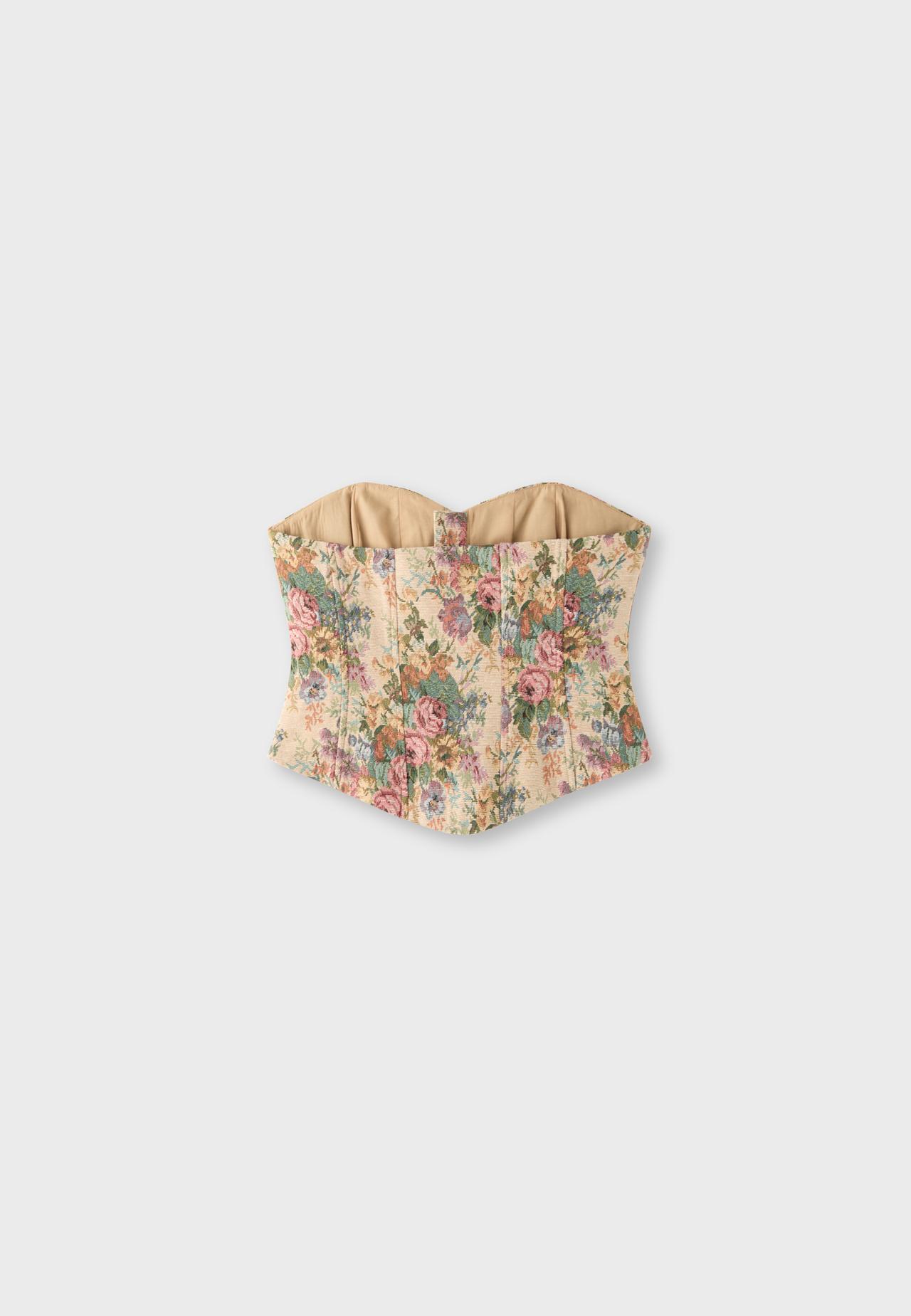 Jacquard bustier top — Stone