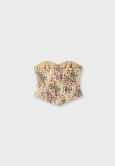 Jacquard bustier top — Stone 8